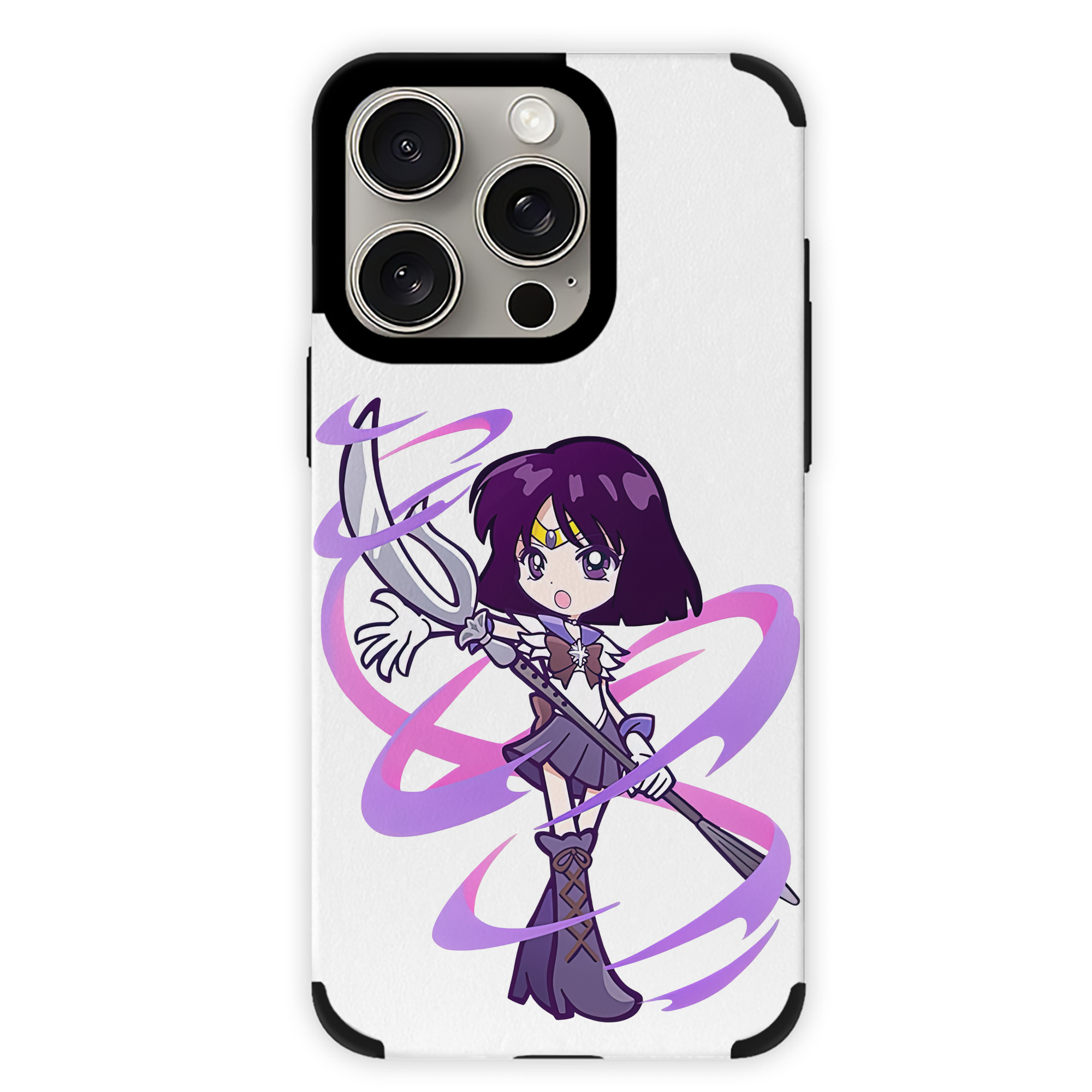 （画像用） 美少女戦士セーラームーン 土萠ほたる Sailor Moon Tomoe Hotaru （セーラーサターン；Sailor Saturn） 【iPhone15ProMax対応】 PUレザー スマホケース 耐衝撃＆黄変防止