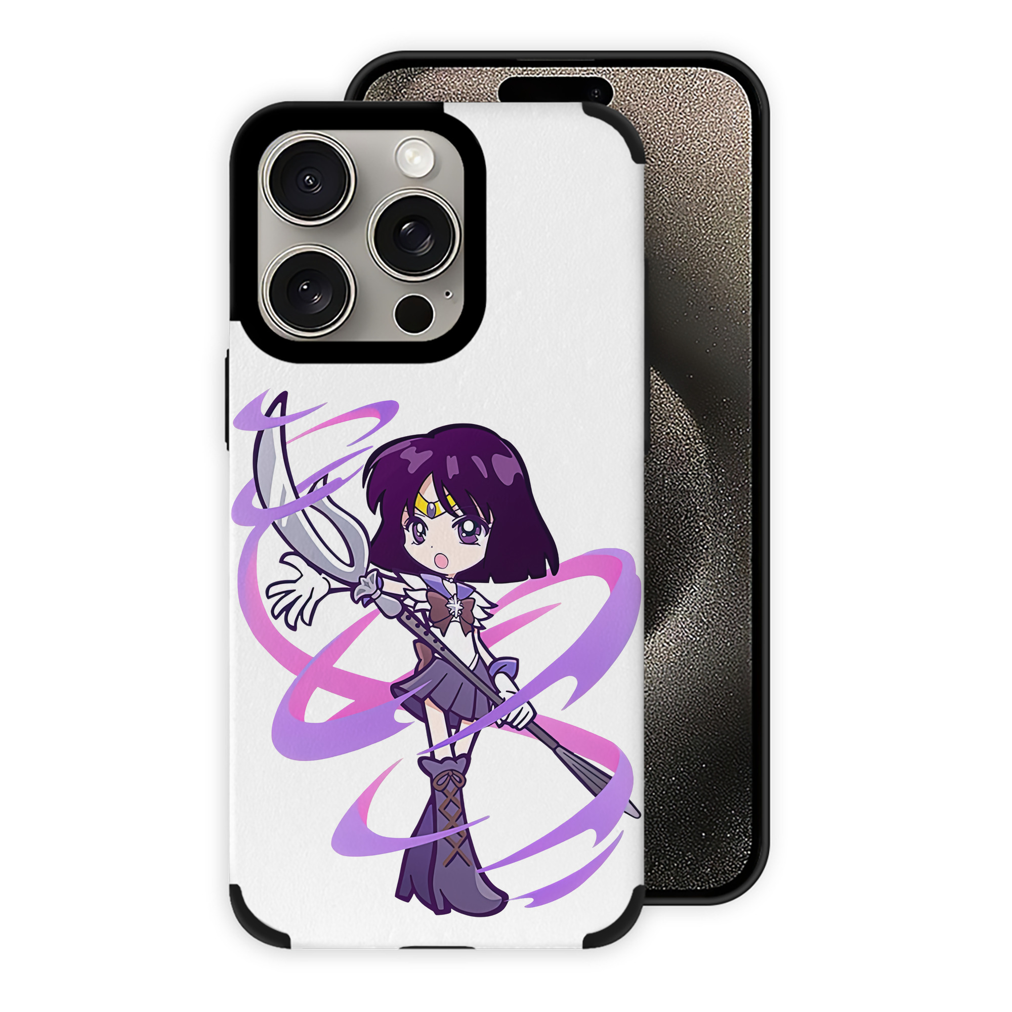 （画像用） 美少女戦士セーラームーン 土萠ほたる Sailor Moon Tomoe Hotaru （セーラーサターン；Sailor Saturn） 【iPhone15ProMax対応】 PUレザー スマホケース 耐衝撃＆黄変防止