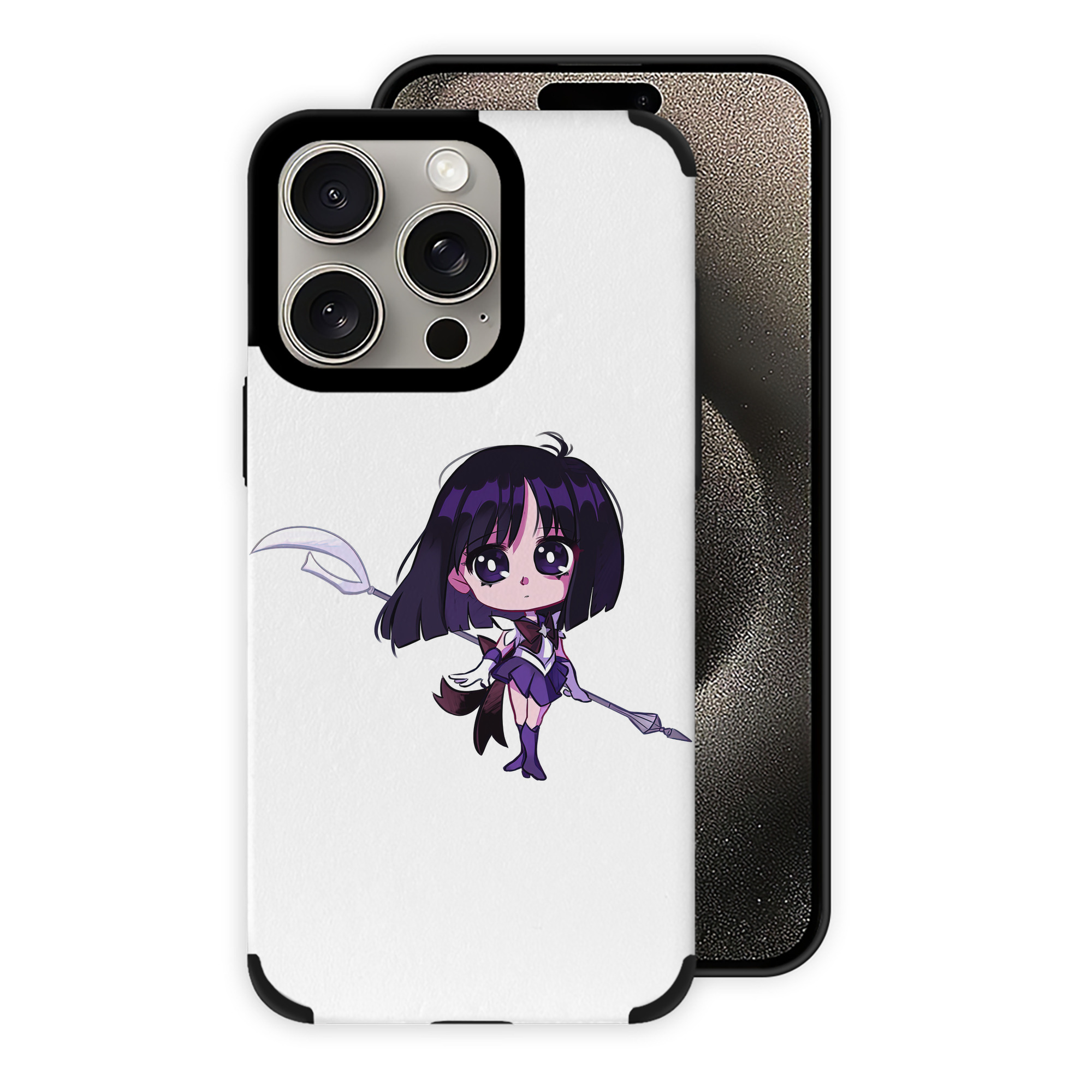 （画像用） 美少女戦士セーラームーン 土萠ほたる Sailor Moon Tomoe Hotaru （セーラーサターン；Sailor Saturn） 【iPhone15ProMax対応】 PUレザー スマホケース 耐衝撃＆黄変防止