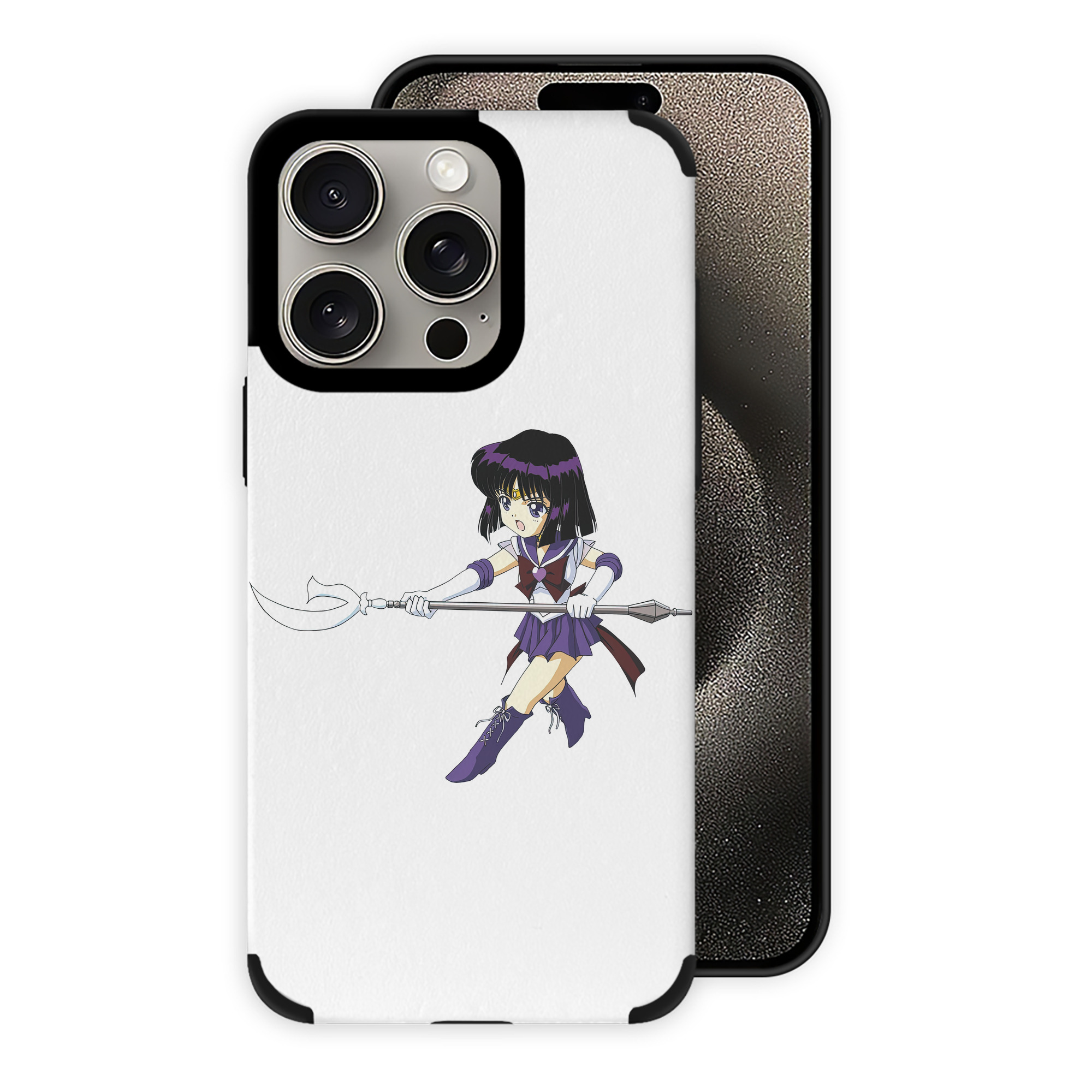 （画像用） 美少女戦士セーラームーン 土萠ほたる Sailor Moon Tomoe Hotaru （セーラーサターン；Sailor Saturn） 【iPhone15ProMax対応】 PUレザー スマホケース 耐衝撃＆黄変防止