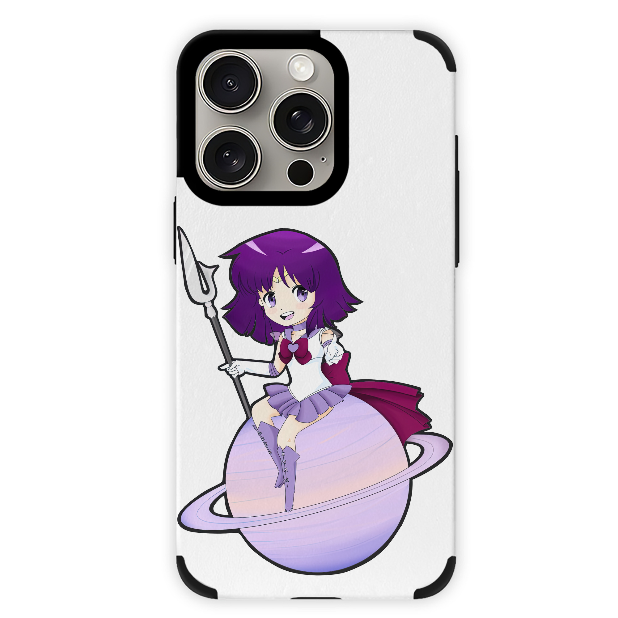 （画像用） 美少女戦士セーラームーン 土萠ほたる Sailor Moon Tomoe Hotaru （セーラーサターン；Sailor Saturn） 【iPhone15ProMax対応】 PUレザー スマホケース 耐衝撃＆黄変防止