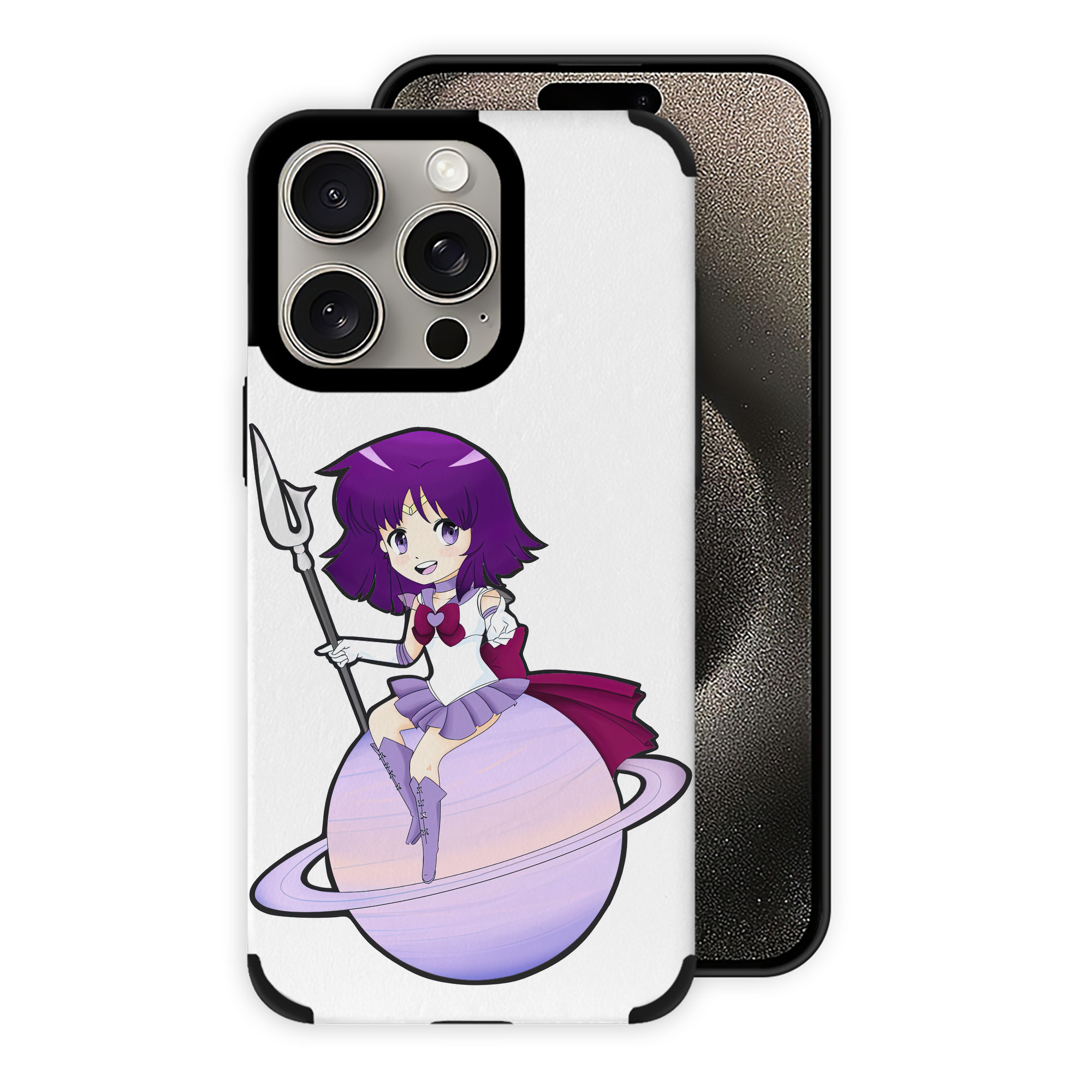 （画像用） 美少女戦士セーラームーン 土萠ほたる Sailor Moon Tomoe Hotaru （セーラーサターン；Sailor Saturn） 【iPhone15ProMax対応】 PUレザー スマホケース 耐衝撃＆黄変防止