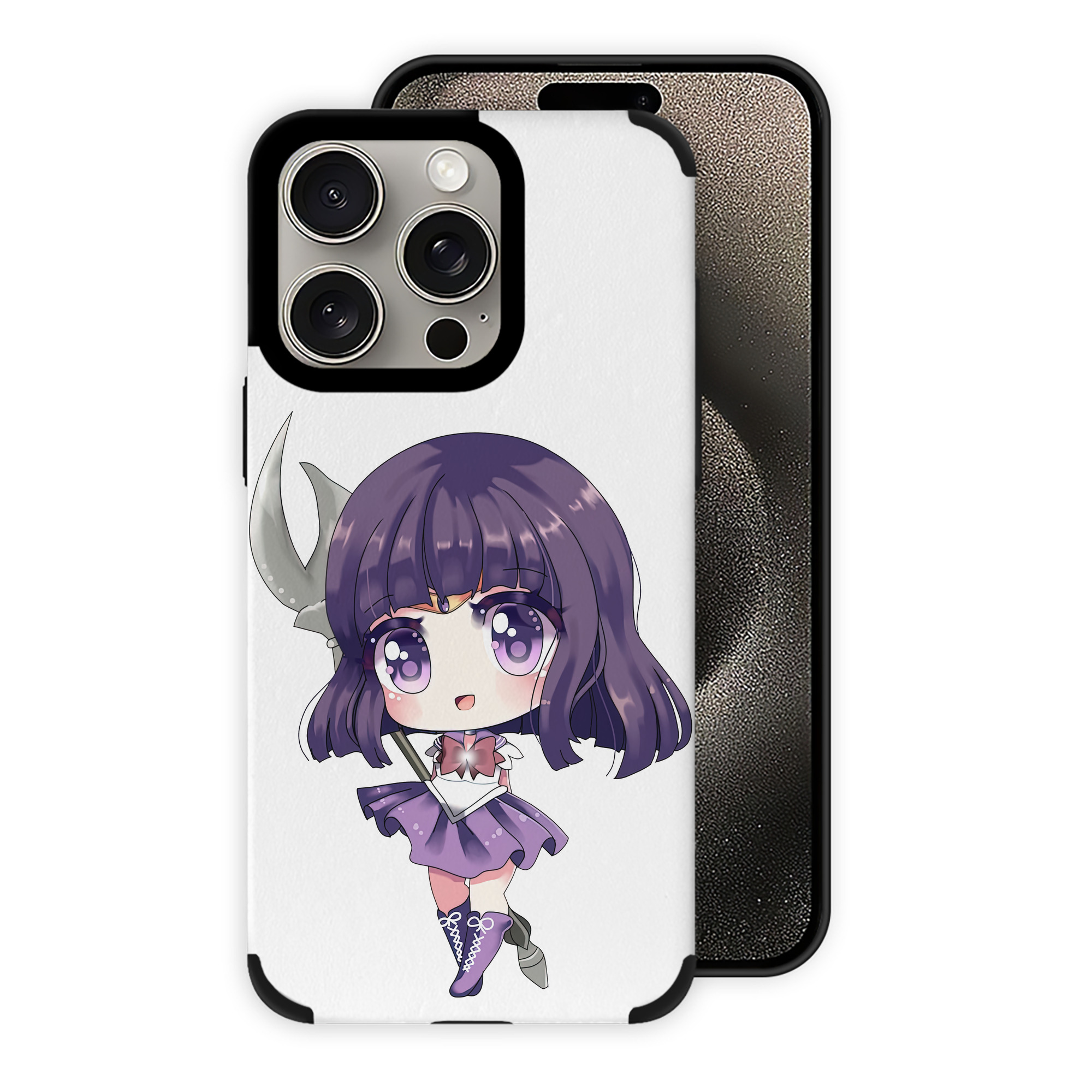 （画像用） 美少女戦士セーラームーン 土萠ほたる Sailor Moon Tomoe Hotaru （セーラーサターン；Sailor Saturn） 【iPhone15ProMax対応】 PUレザー スマホケース 耐衝撃＆黄変防止