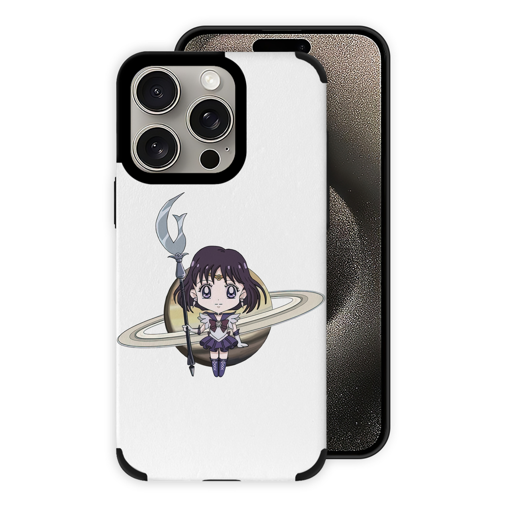 （画像用） 美少女戦士セーラームーン 土萠ほたる Sailor Moon Tomoe Hotaru （セーラーサターン；Sailor Saturn） 【iPhone15ProMax対応】 PUレザー スマホケース 耐衝撃＆黄変防止