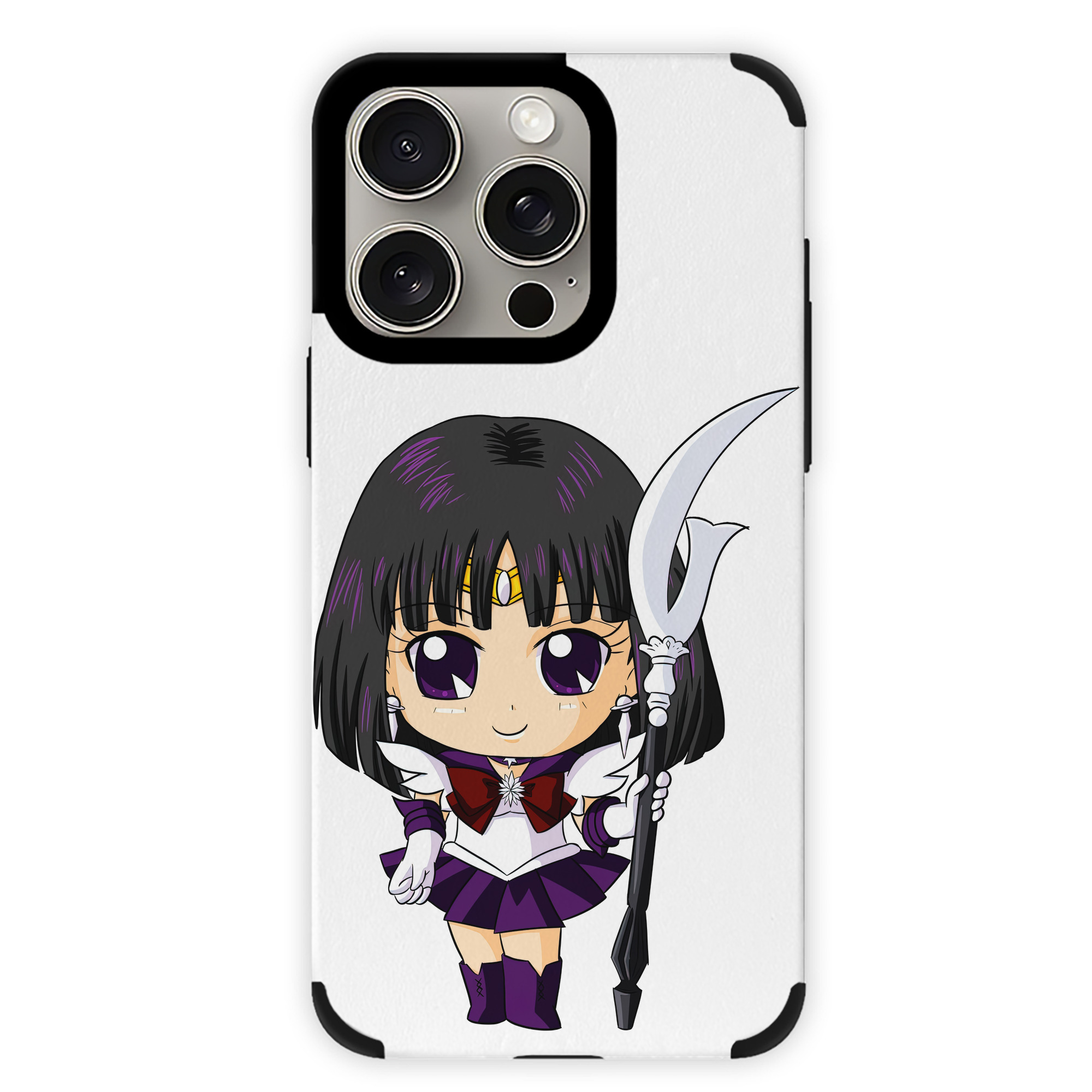 （画像用） 美少女戦士セーラームーン 土萠ほたる Sailor Moon Tomoe Hotaru （セーラーサターン；Sailor Saturn） 【iPhone15ProMax対応】 PUレザー スマホケース 耐衝撃＆黄変防止