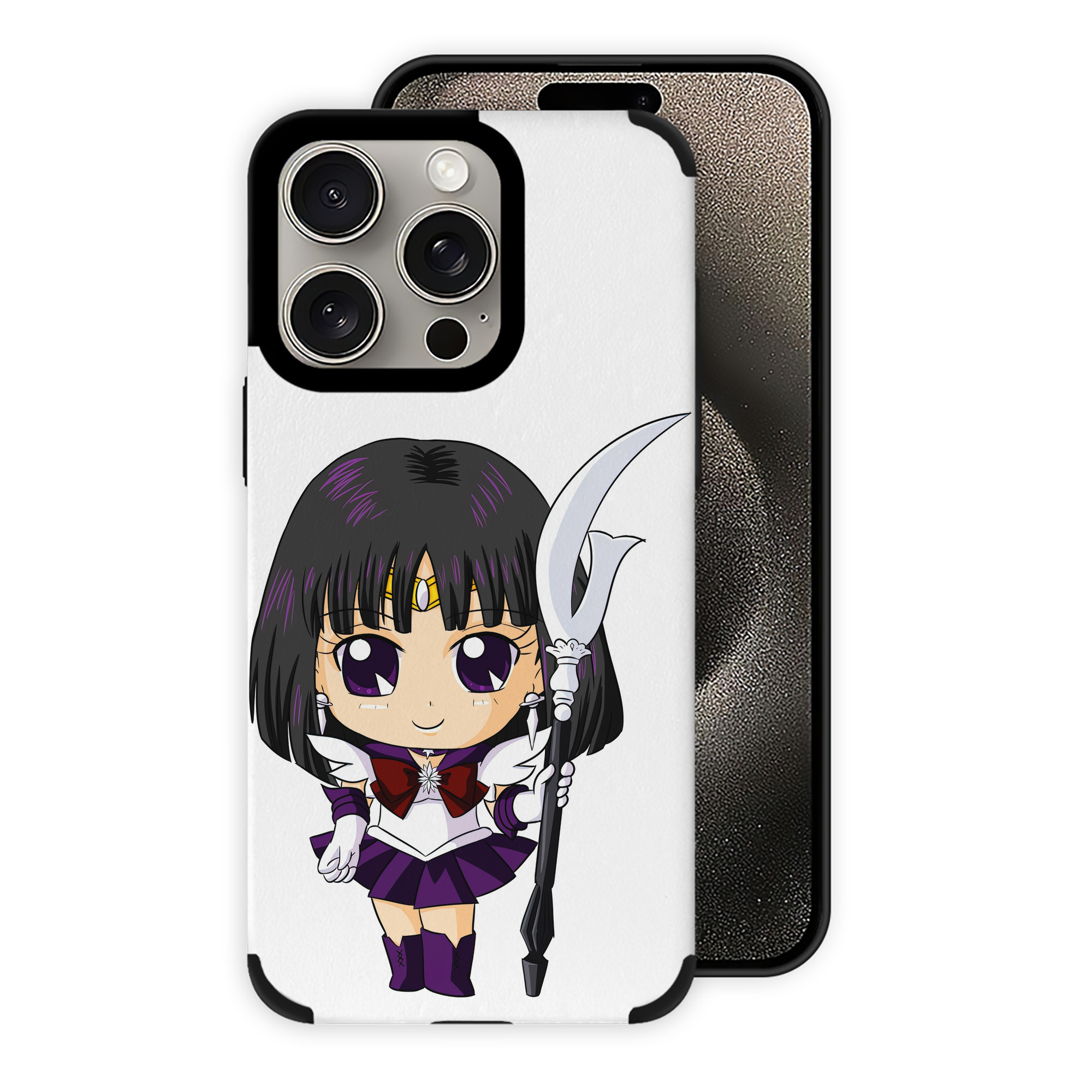 （画像用） 美少女戦士セーラームーン 土萠ほたる Sailor Moon Tomoe Hotaru （セーラーサターン；Sailor Saturn） 【iPhone15ProMax対応】 PUレザー スマホケース 耐衝撃＆黄変防止