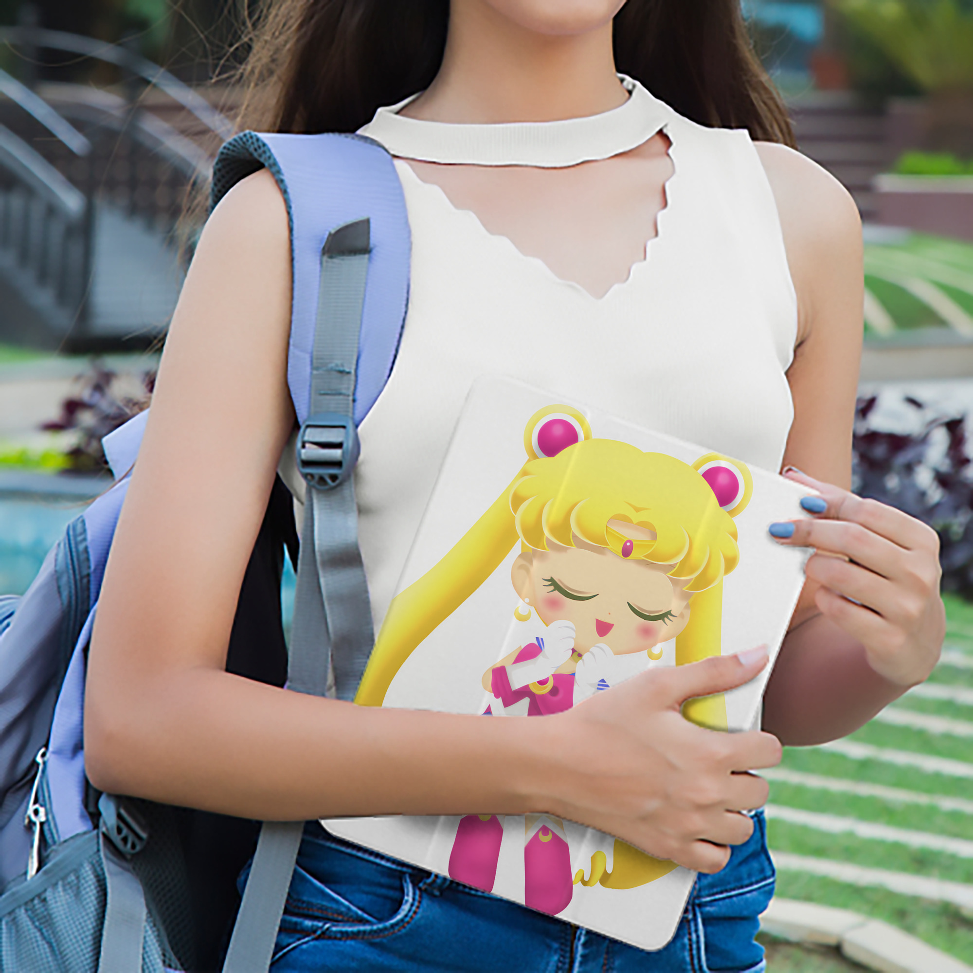 美少女戦士セーラームーン 月野 うさぎ つきの うさぎ Sailor Moon Tsukino Usagi IPad ケース ペン収納付き 三つ折りスタンド PUレザー×シリコン 対応機種9.5/10.5/10.9インチ