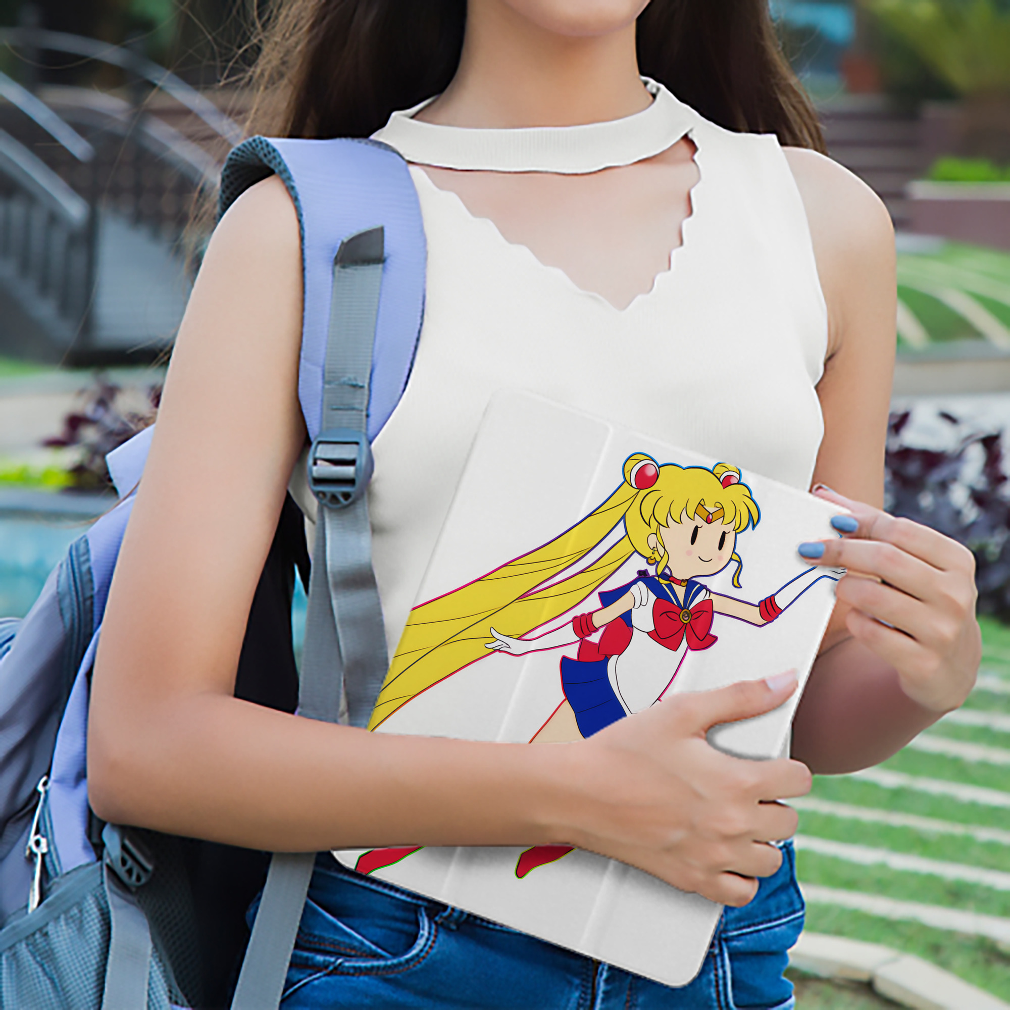 美少女戦士セーラームーン 月野 うさぎ つきの うさぎ Sailor Moon Tsukino Usagi IPad ケース ペン収納付き 三つ折りスタンド PUレザー×シリコン 対応機種9.5/10.5/10.9インチ