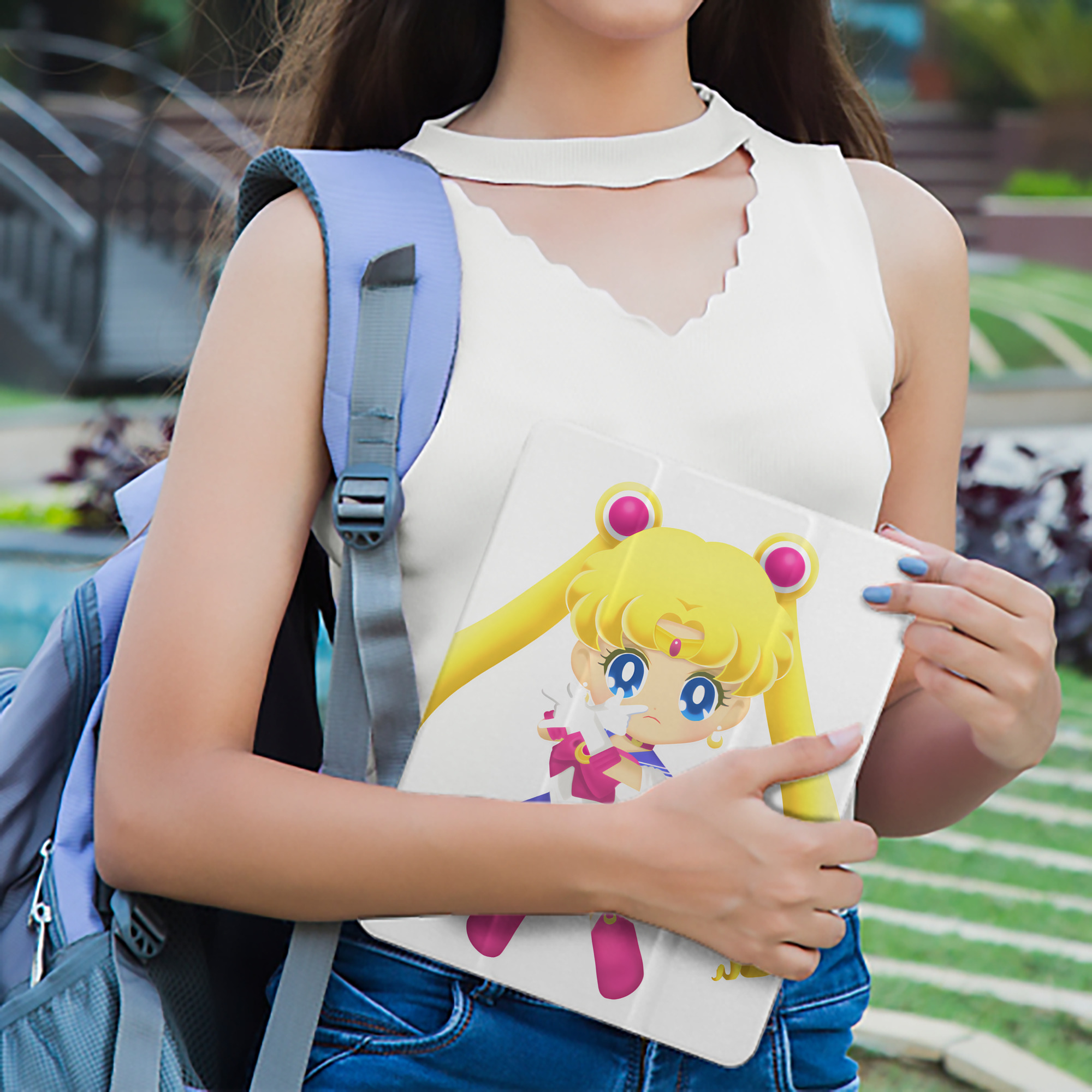美少女戦士セーラームーン 月野 うさぎ つきの うさぎ Sailor Moon Tsukino Usagi IPad ケース ペン収納付き 三つ折りスタンド PUレザー×シリコン 対応機種9.5/10.5/10.9インチ
