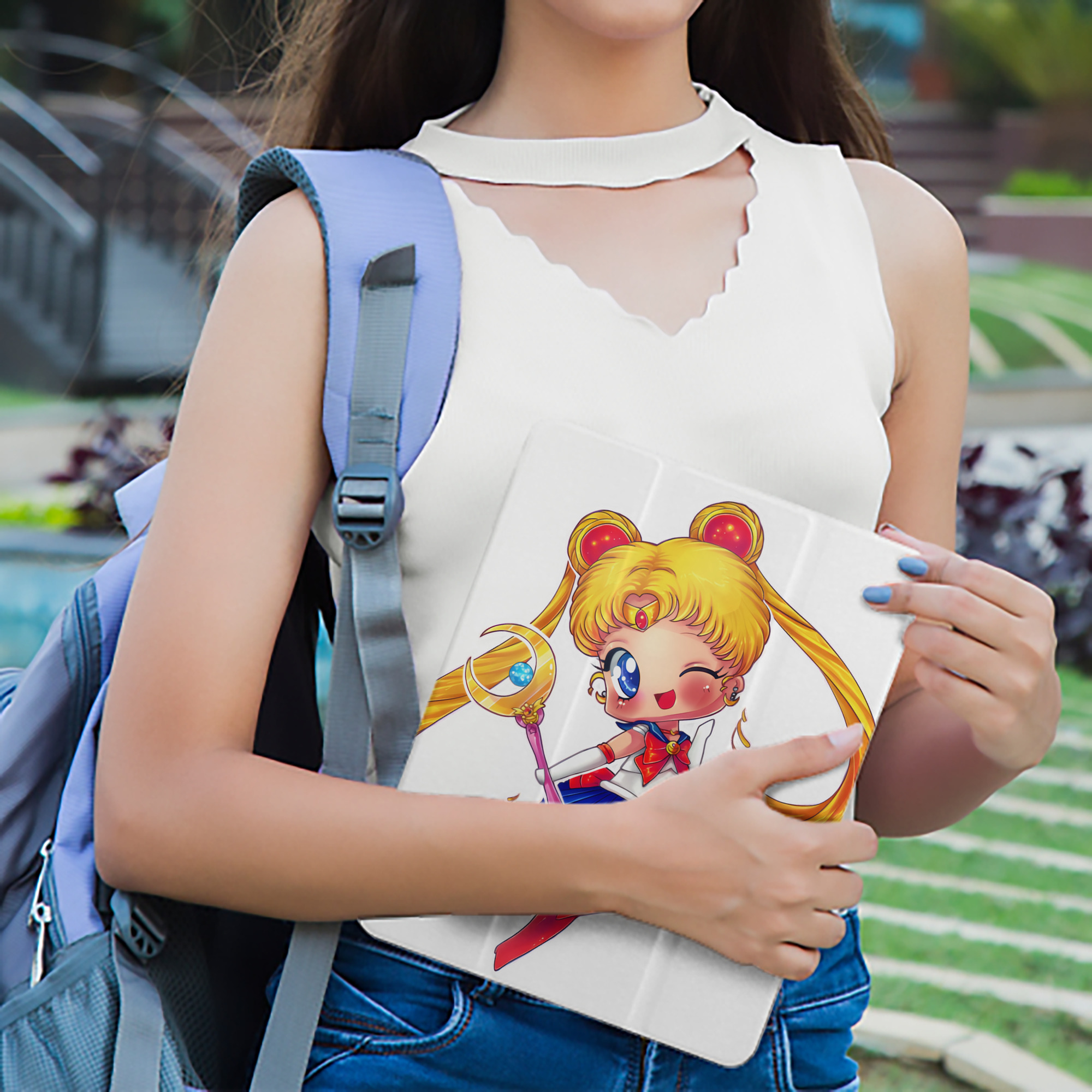 美少女戦士セーラームーン 月野 うさぎ つきの うさぎ Sailor Moon Tsukino Usagi IPad ケース ペン収納付き 三つ折りスタンド PUレザー×シリコン 対応機種9.5/10.5/10.9インチ