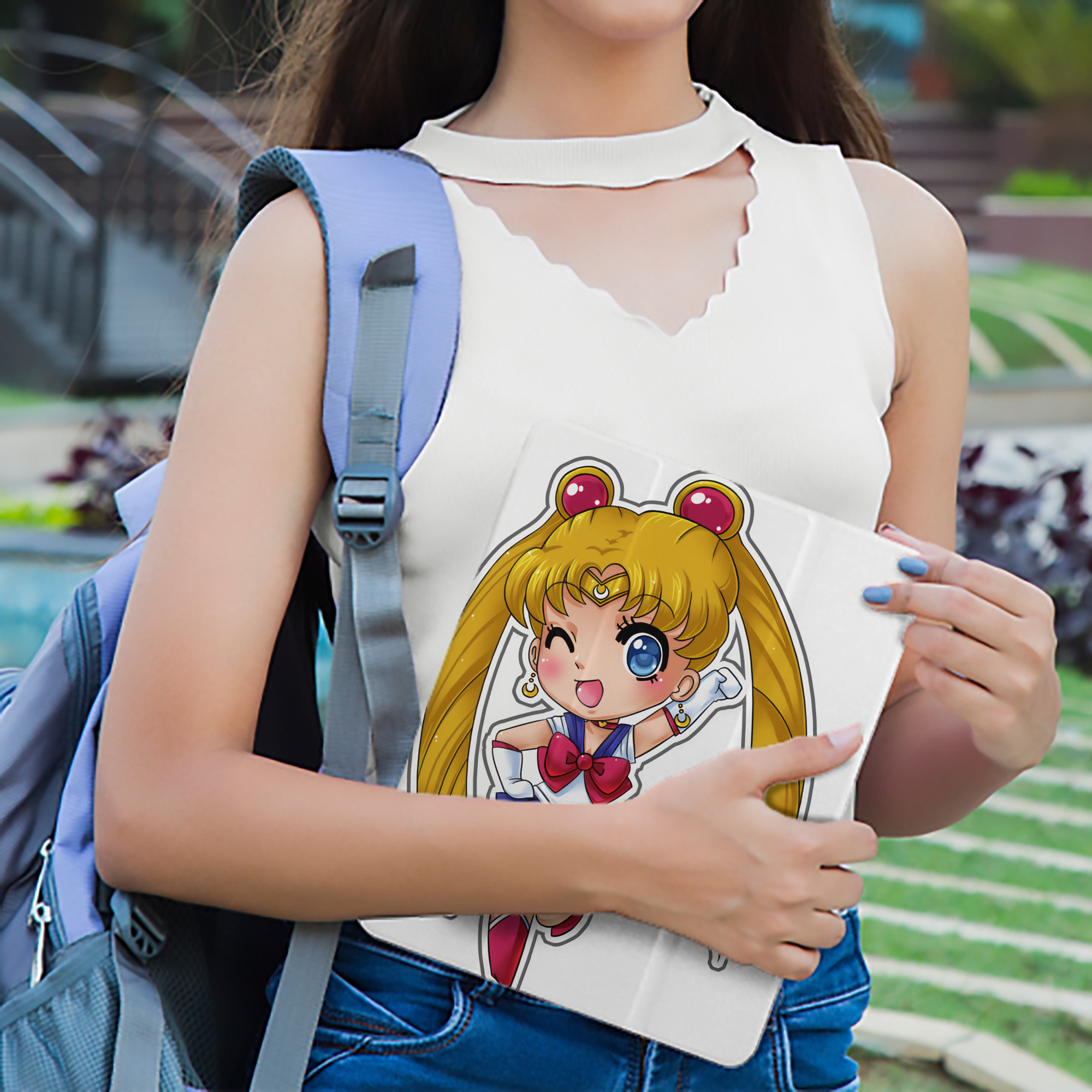 美少女戦士セーラームーン 月野 うさぎ つきの うさぎ Sailor Moon Tsukino Usagi IPad ケース ペン収納付き 三つ折りスタンド PUレザー×シリコン 対応機種9.5/10.5/10.9インチ