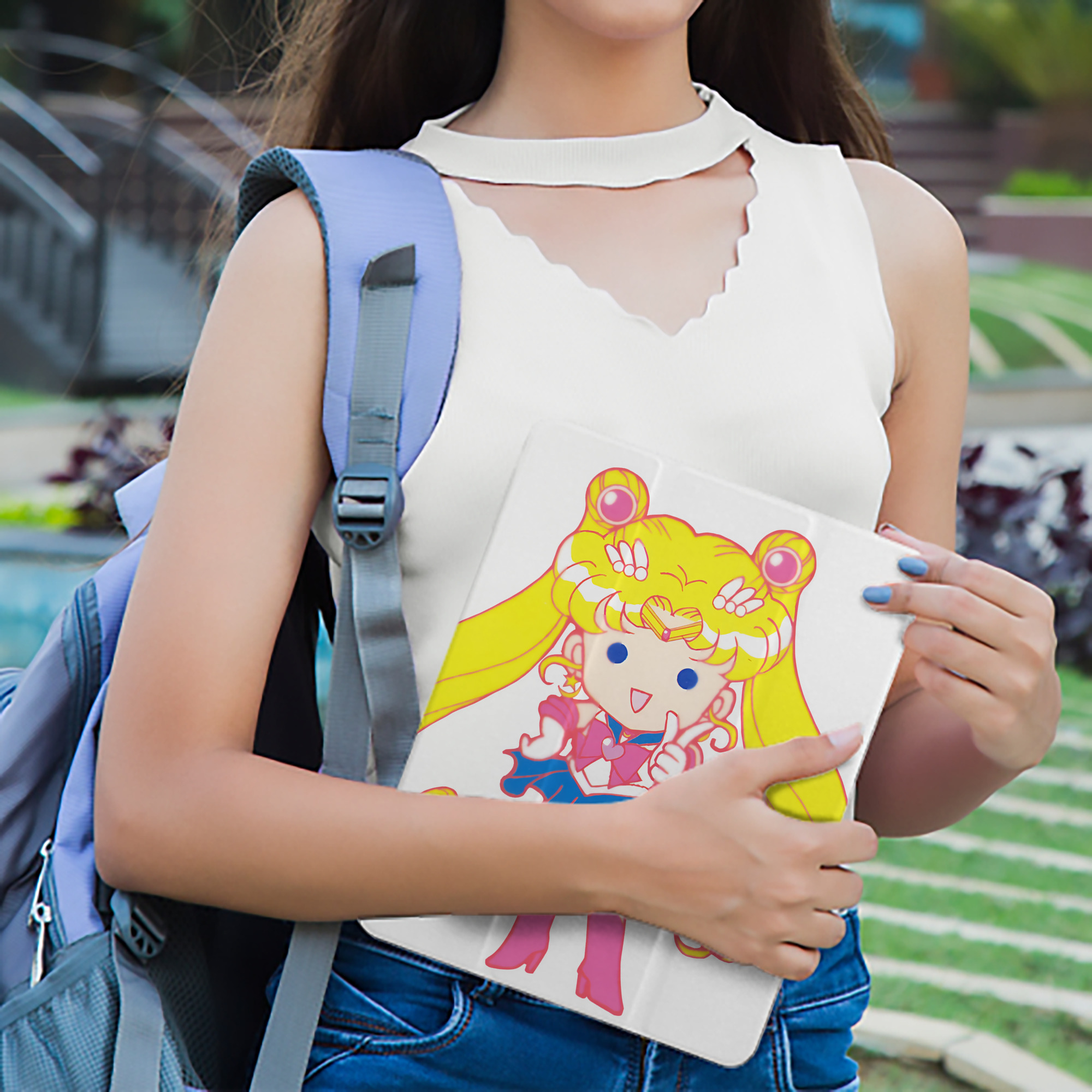 美少女戦士セーラームーン 月野 うさぎ つきの うさぎ Sailor Moon Tsukino Usagi IPad ケース ペン収納付き 三つ折りスタンド PUレザー×シリコン 対応機種9.5/10.5/10.9インチ