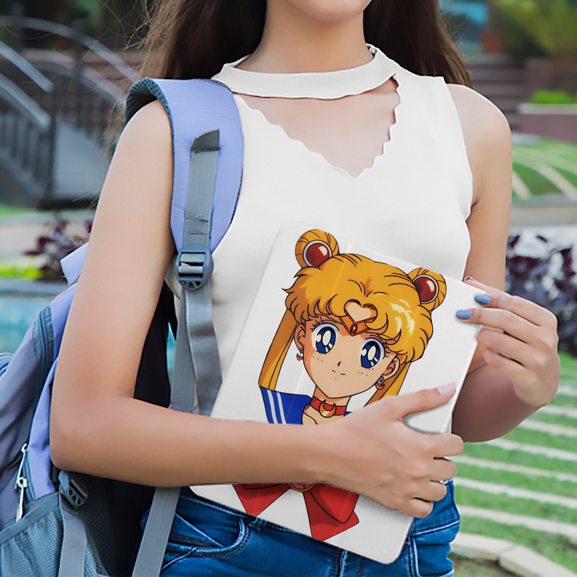 美少女戦士セーラームーン 月野 うさぎ つきの うさぎ Sailor Moon Tsukino Usagi IPad ケース ペン収納付き 三つ折りスタンド PUレザー×シリコン 対応機種9.5/10.5/10.9インチ