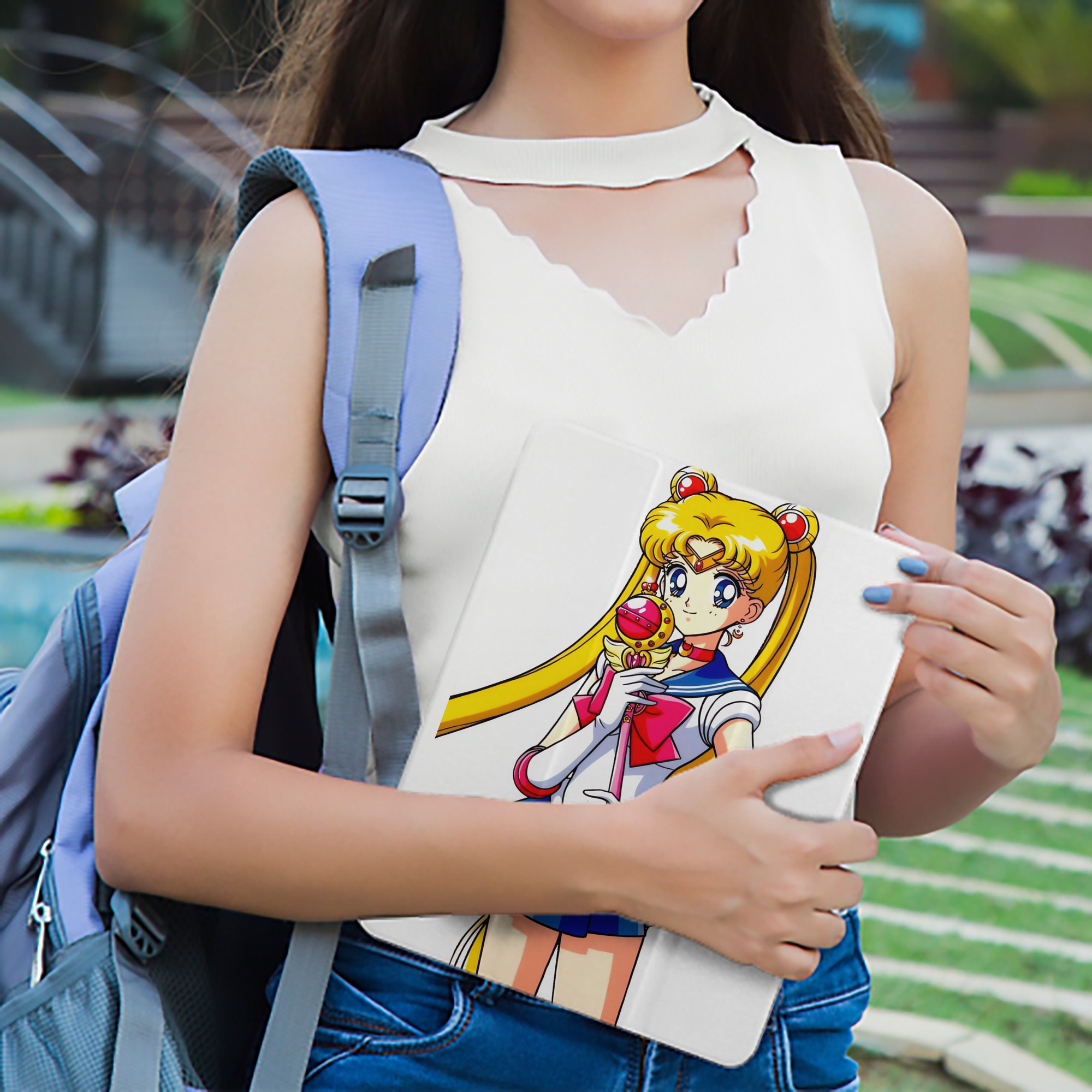 美少女戦士セーラームーン 月野 うさぎ つきの うさぎ Sailor Moon Tsukino Usagi IPad ケース ペン収納付き 三つ折りスタンド PUレザー×シリコン 対応機種9.5/10.5/10.9インチ