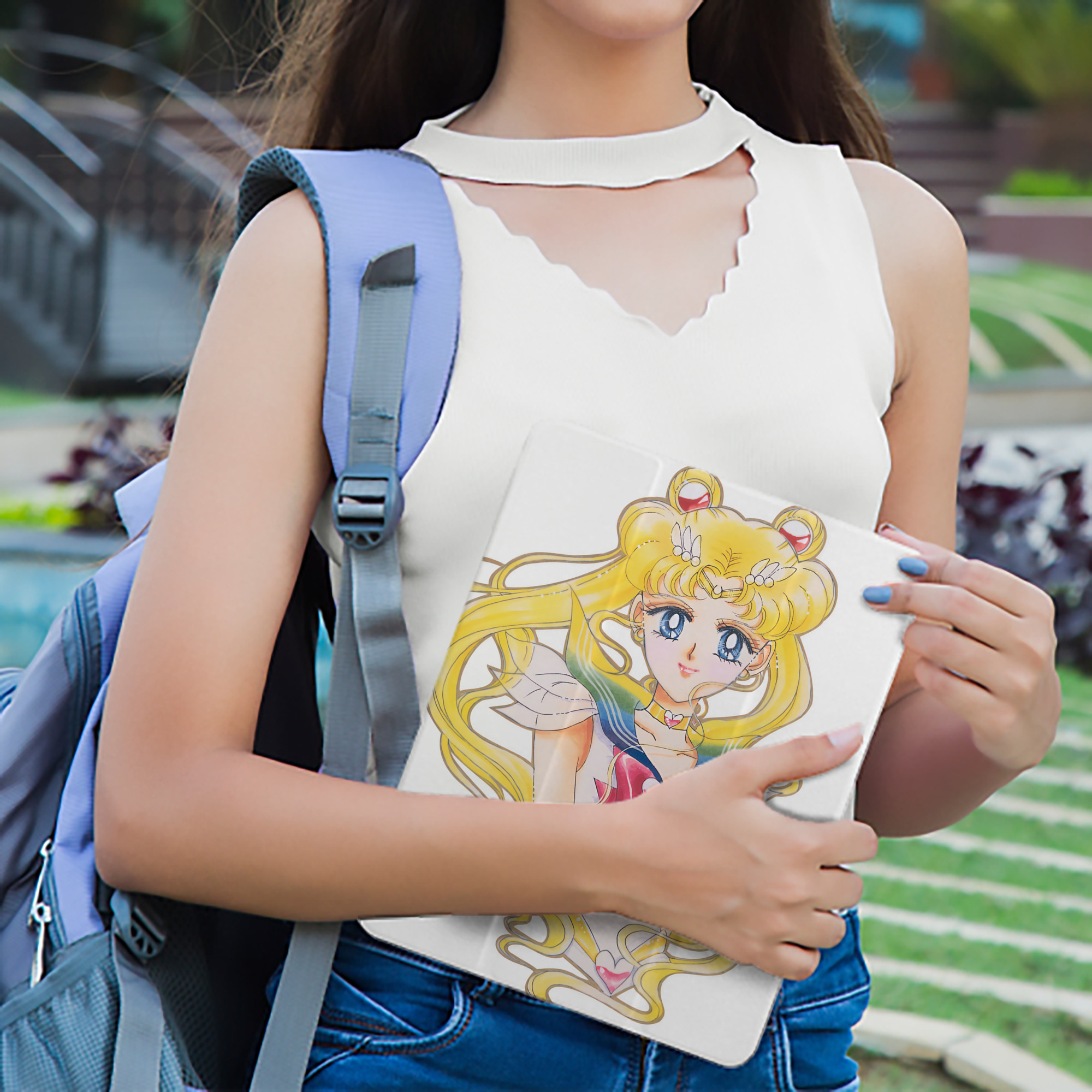 美少女戦士セーラームーン 月野 うさぎ つきの うさぎ Sailor Moon Tsukino Usagi IPad ケース ペン収納付き 三つ折りスタンド PUレザー×シリコン 対応機種9.5/10.5/10.9インチ
