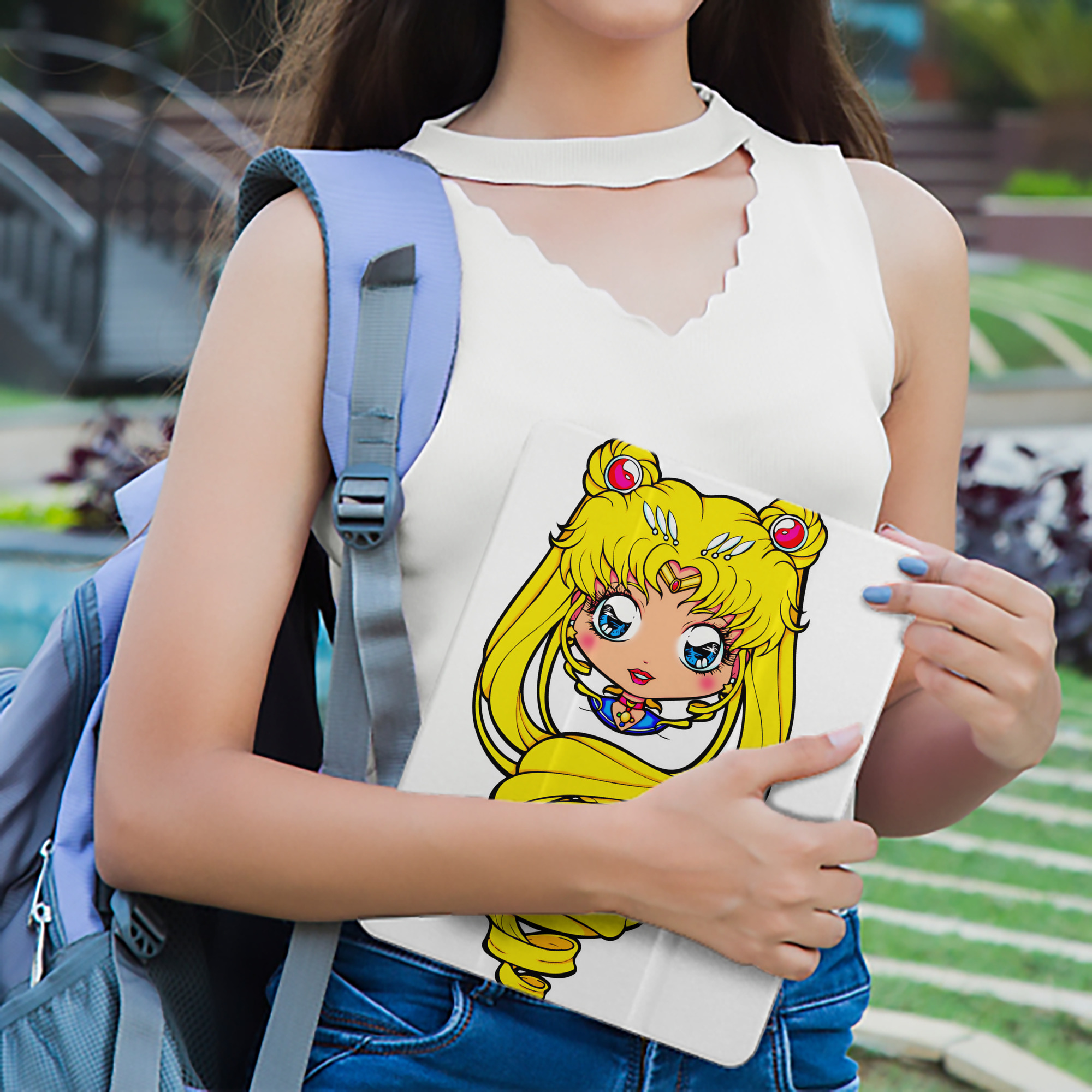 美少女戦士セーラームーン 月野 うさぎ つきの うさぎ Sailor Moon Tsukino Usagi IPad ケース ペン収納付き 三つ折りスタンド PUレザー×シリコン 対応機種9.5/10.5/10.9インチ