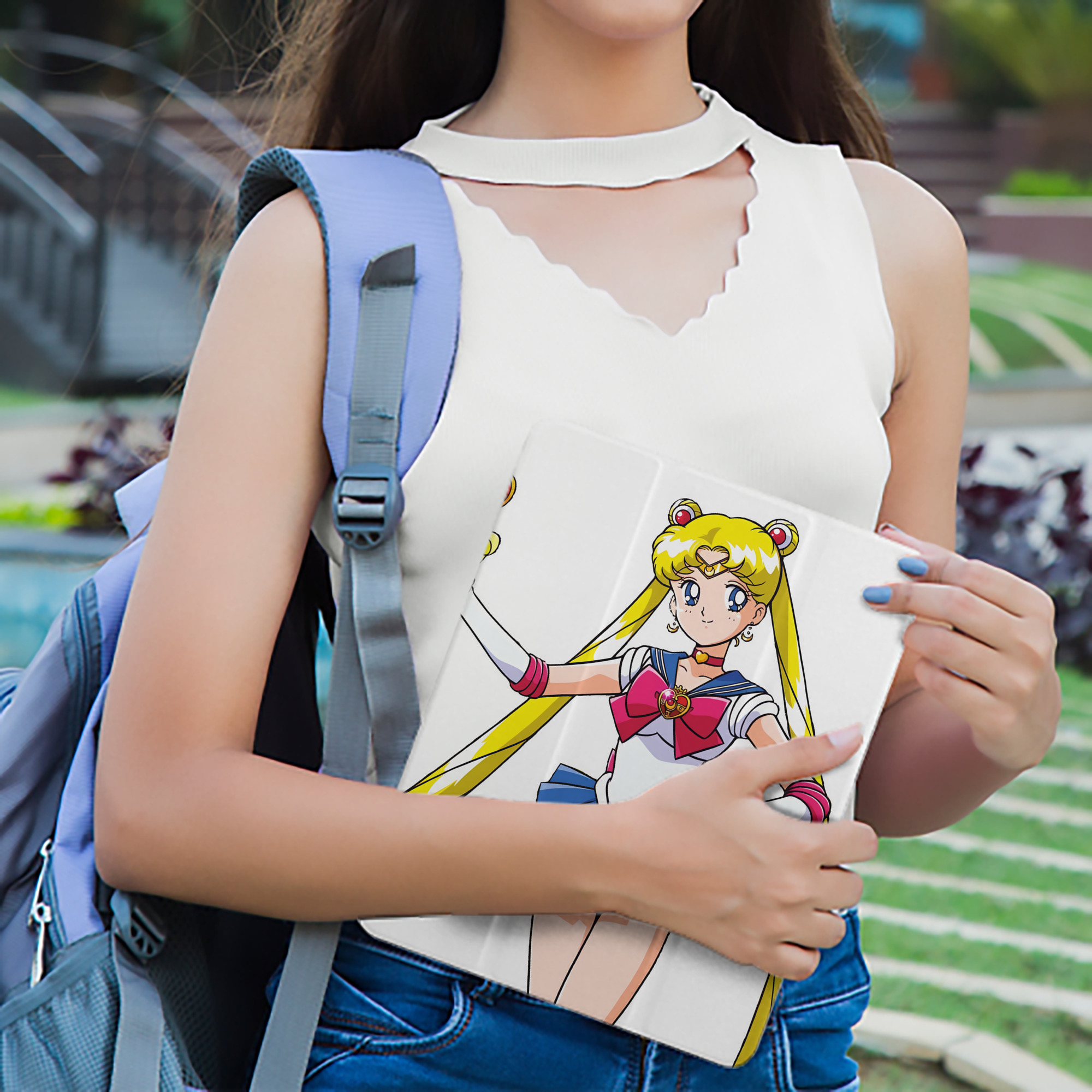 美少女戦士セーラームーン 月野 うさぎ つきの うさぎ Sailor Moon Tsukino Usagi IPad ケース ペン収納付き 三つ折りスタンド PUレザー×シリコン 対応機種9.5/10.5/10.9インチ