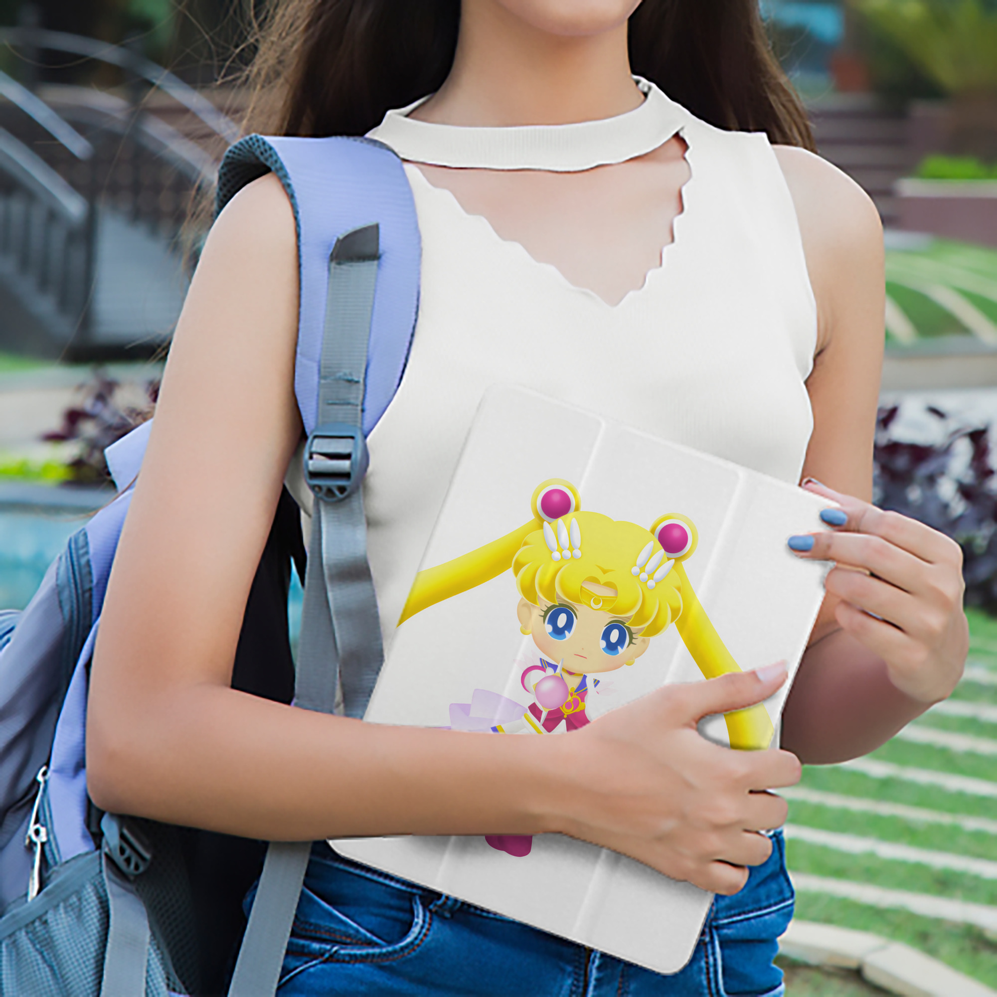 美少女戦士セーラームーン 月野 うさぎ つきの うさぎ Sailor Moon Tsukino Usagi IPad ケース ペン収納付き 三つ折りスタンド PUレザー×シリコン 対応機種9.5/10.5/10.9インチ