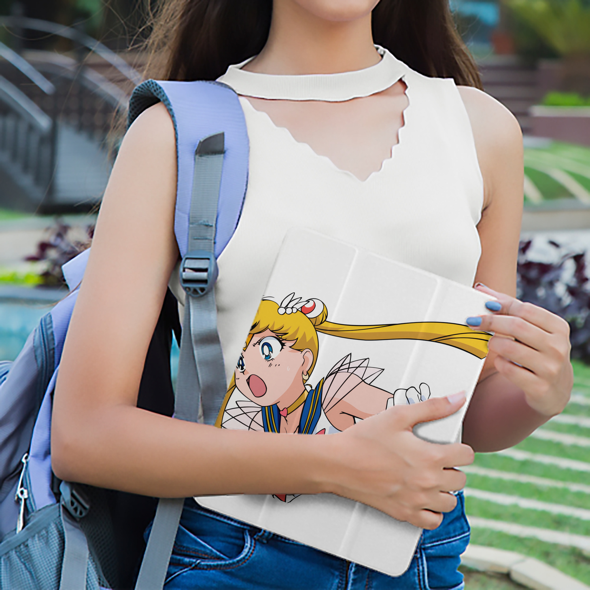 美少女戦士セーラームーン 月野 うさぎ つきの うさぎ Sailor Moon Tsukino Usagi IPad ケース ペン収納付き 三つ折りスタンド PUレザー×シリコン 対応機種9.5/10.5/10.9インチ