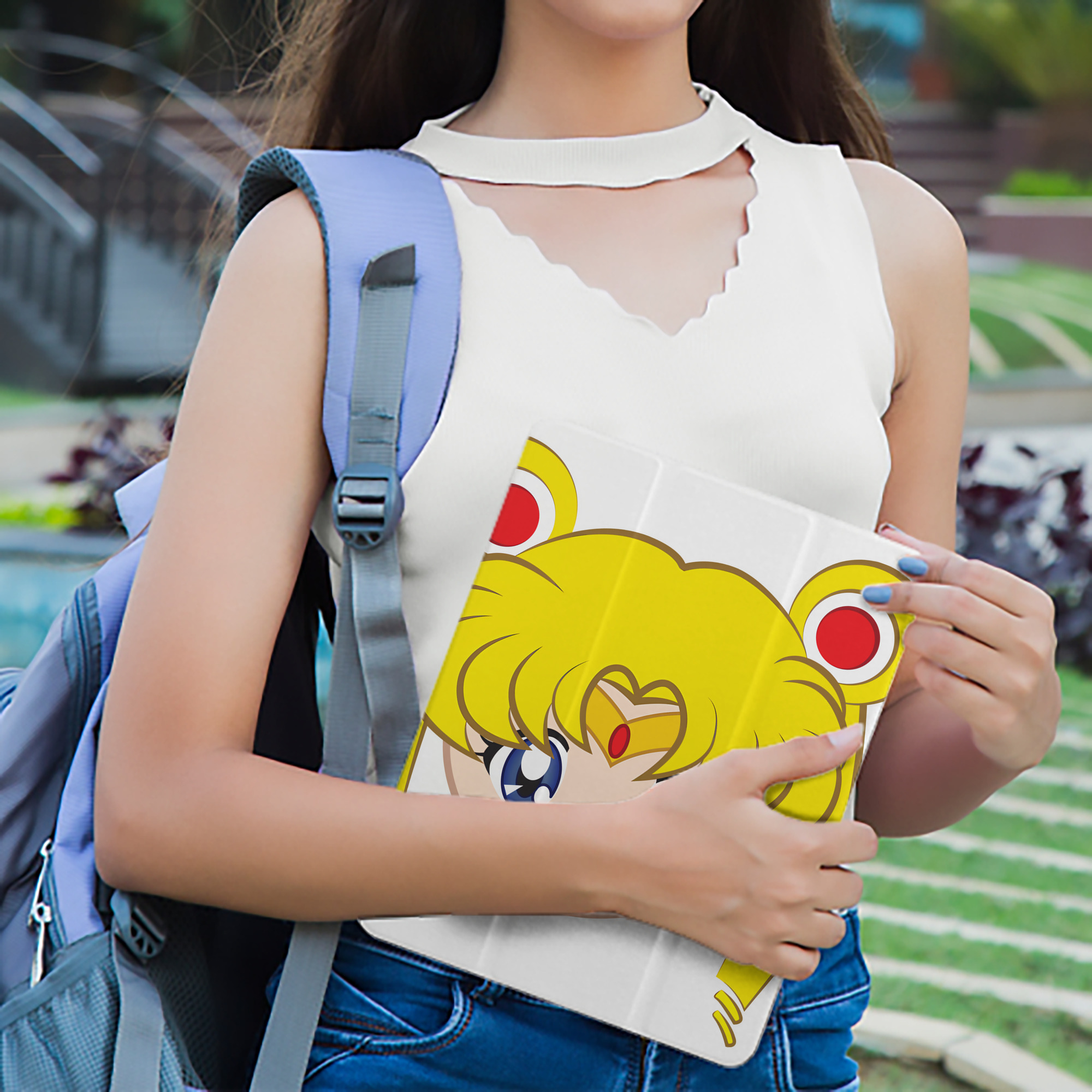 美少女戦士セーラームーン 月野 うさぎ つきの うさぎ Sailor Moon Tsukino Usagi IPad ケース ペン収納付き 三つ折りスタンド PUレザー×シリコン 対応機種9.5/10.5/10.9インチ