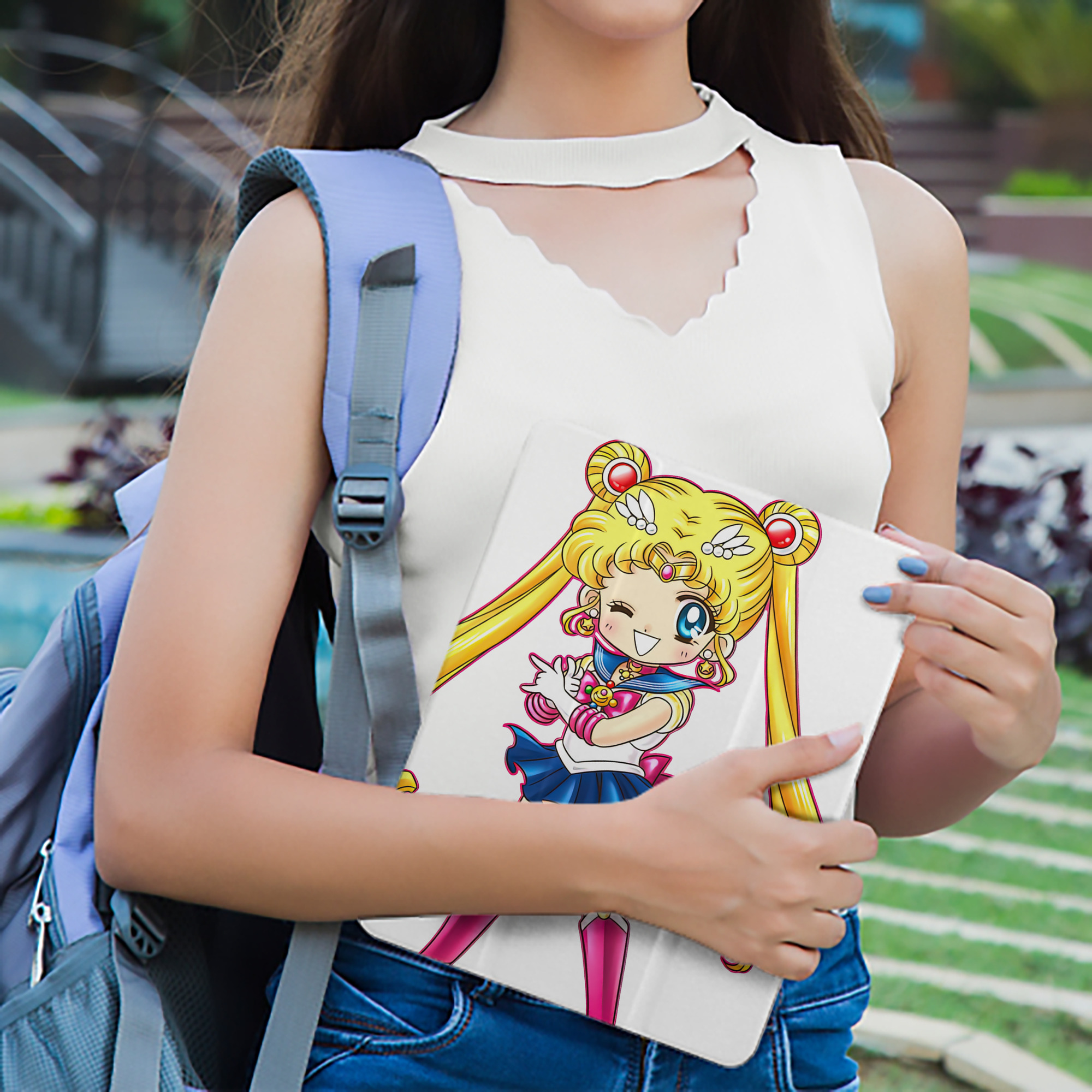 美少女戦士セーラームーン 月野 うさぎ つきの うさぎ Sailor Moon Tsukino Usagi IPad ケース ペン収納付き 三つ折りスタンド PUレザー×シリコン 対応機種9.5/10.5/10.9インチ