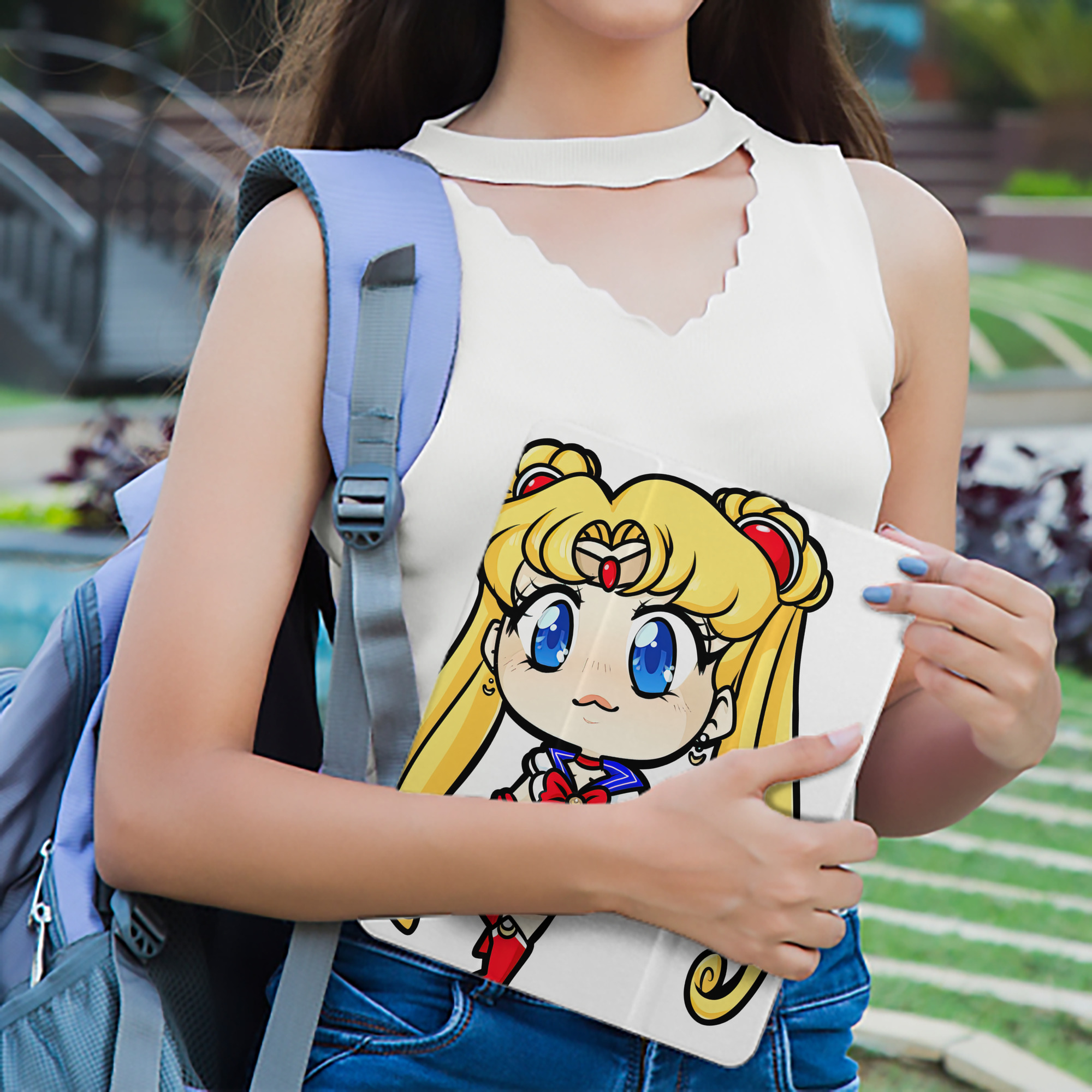 美少女戦士セーラームーン 月野 うさぎ つきの うさぎ Sailor Moon Tsukino Usagi IPad ケース ペン収納付き 三つ折りスタンド PUレザー×シリコン 対応機種9.5/10.5/10.9インチ