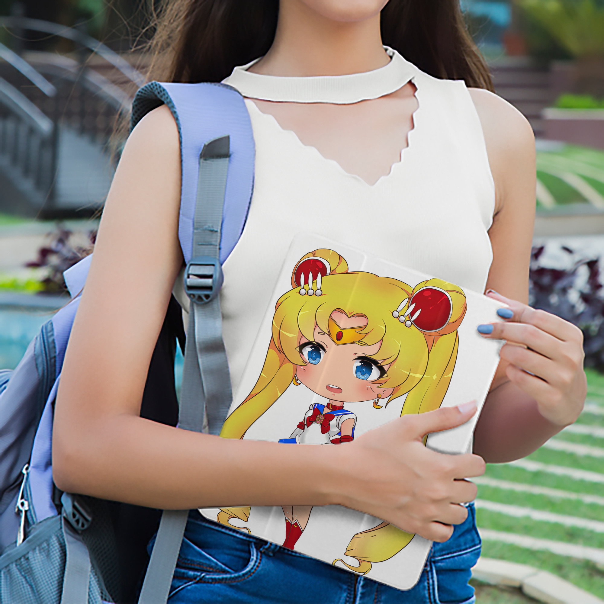 美少女戦士セーラームーン 月野 うさぎ つきの うさぎ Sailor Moon Tsukino Usagi IPad ケース ペン収納付き 三つ折りスタンド PUレザー×シリコン 対応機種9.5/10.5/10.9インチ