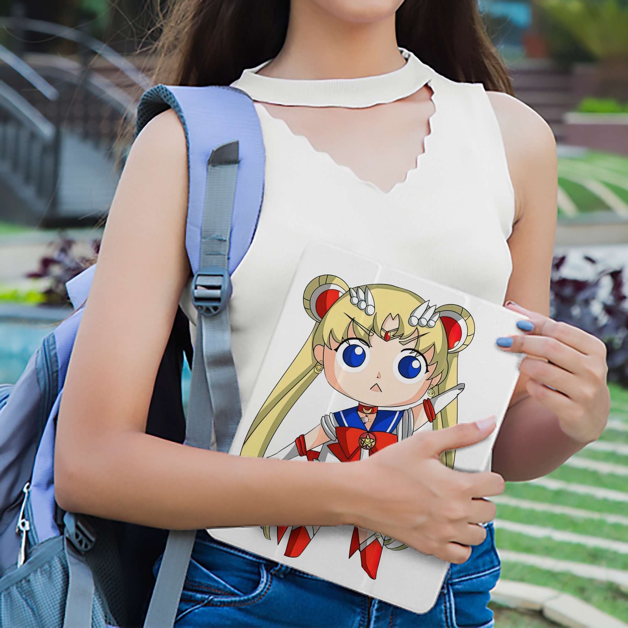 美少女戦士セーラームーン 月野 うさぎ つきの うさぎ Sailor Moon Tsukino Usagi IPad ケース ペン収納付き 三つ折りスタンド PUレザー×シリコン 対応機種9.5/10.5/10.9インチ
