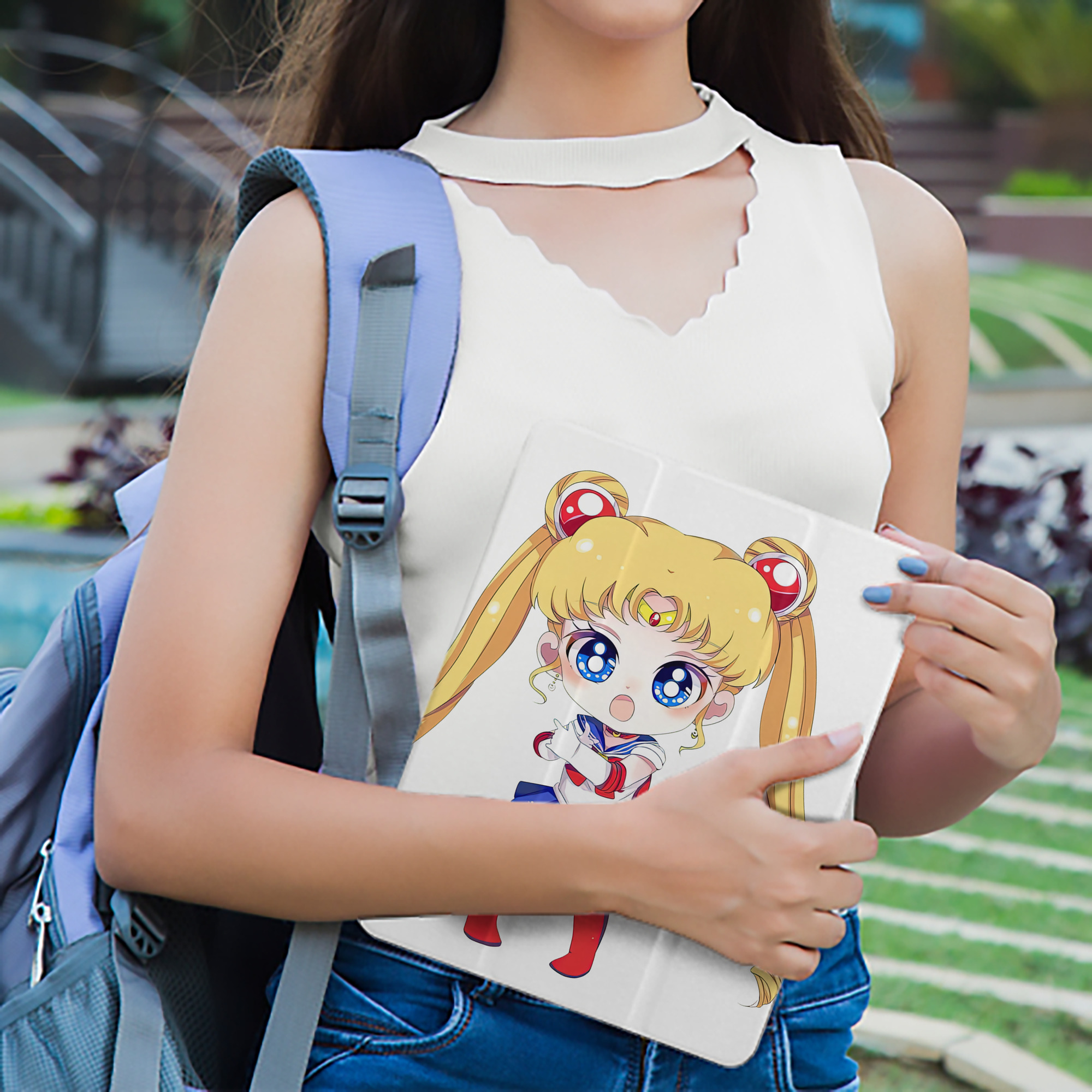美少女戦士セーラームーン 月野 うさぎ つきの うさぎ Sailor Moon Tsukino Usagi IPad ケース ペン収納付き 三つ折りスタンド PUレザー×シリコン 対応機種9.5/10.5/10.9インチ