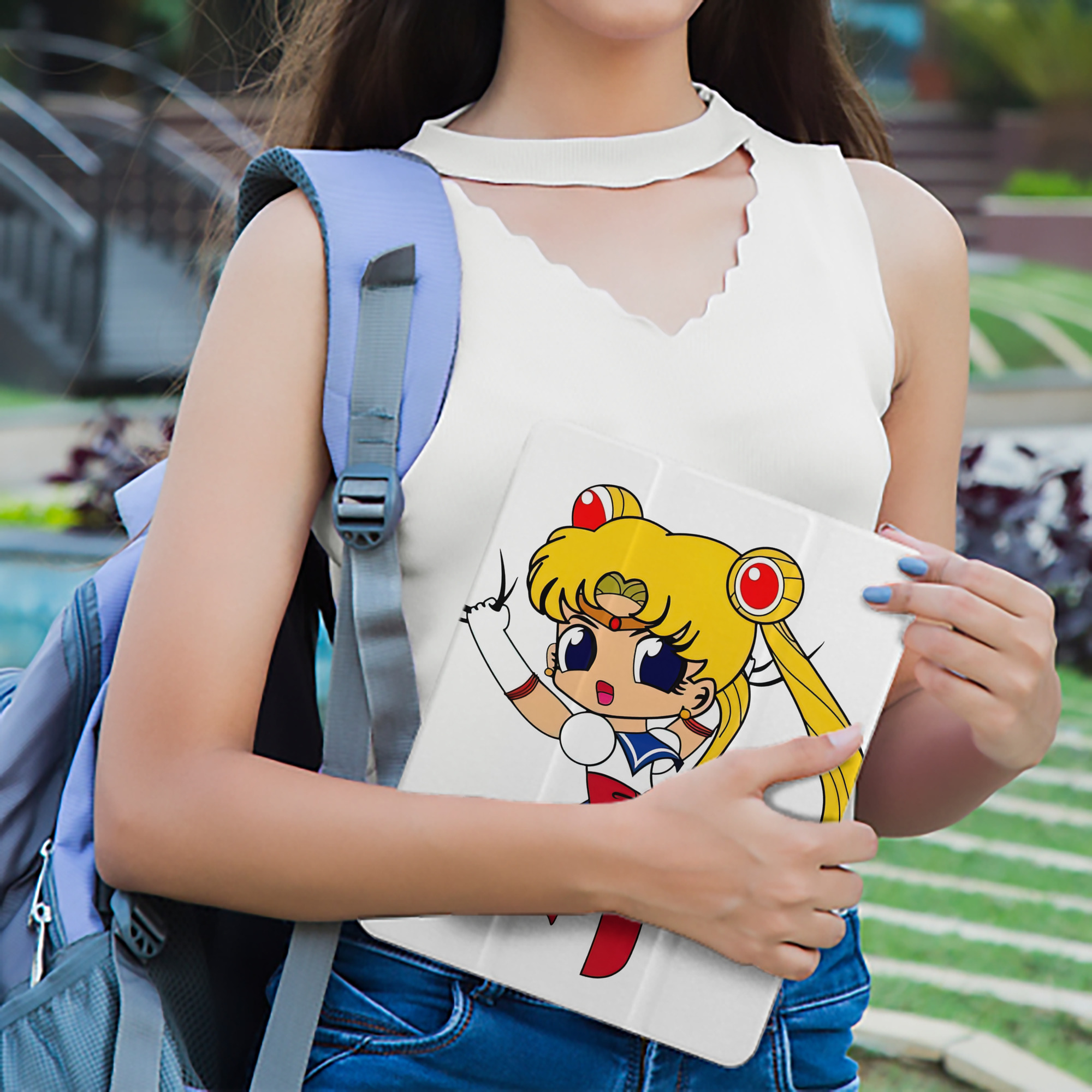 美少女戦士セーラームーン 月野 うさぎ つきの うさぎ Sailor Moon Tsukino Usagi IPad ケース ペン収納付き 三つ折りスタンド PUレザー×シリコン 対応機種9.5/10.5/10.9インチ