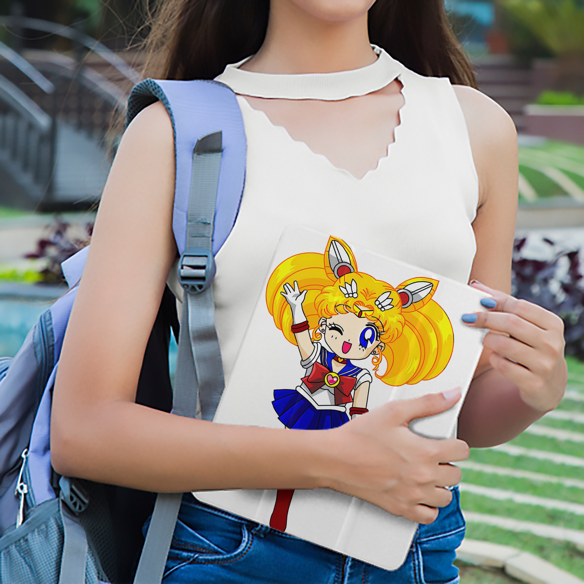美少女戦士セーラームーン 月野 うさぎ つきの うさぎ Sailor Moon Tsukino Usagi IPad ケース ペン収納付き 三つ折りスタンド PUレザー×シリコン 対応機種9.5/10.5/10.9インチ