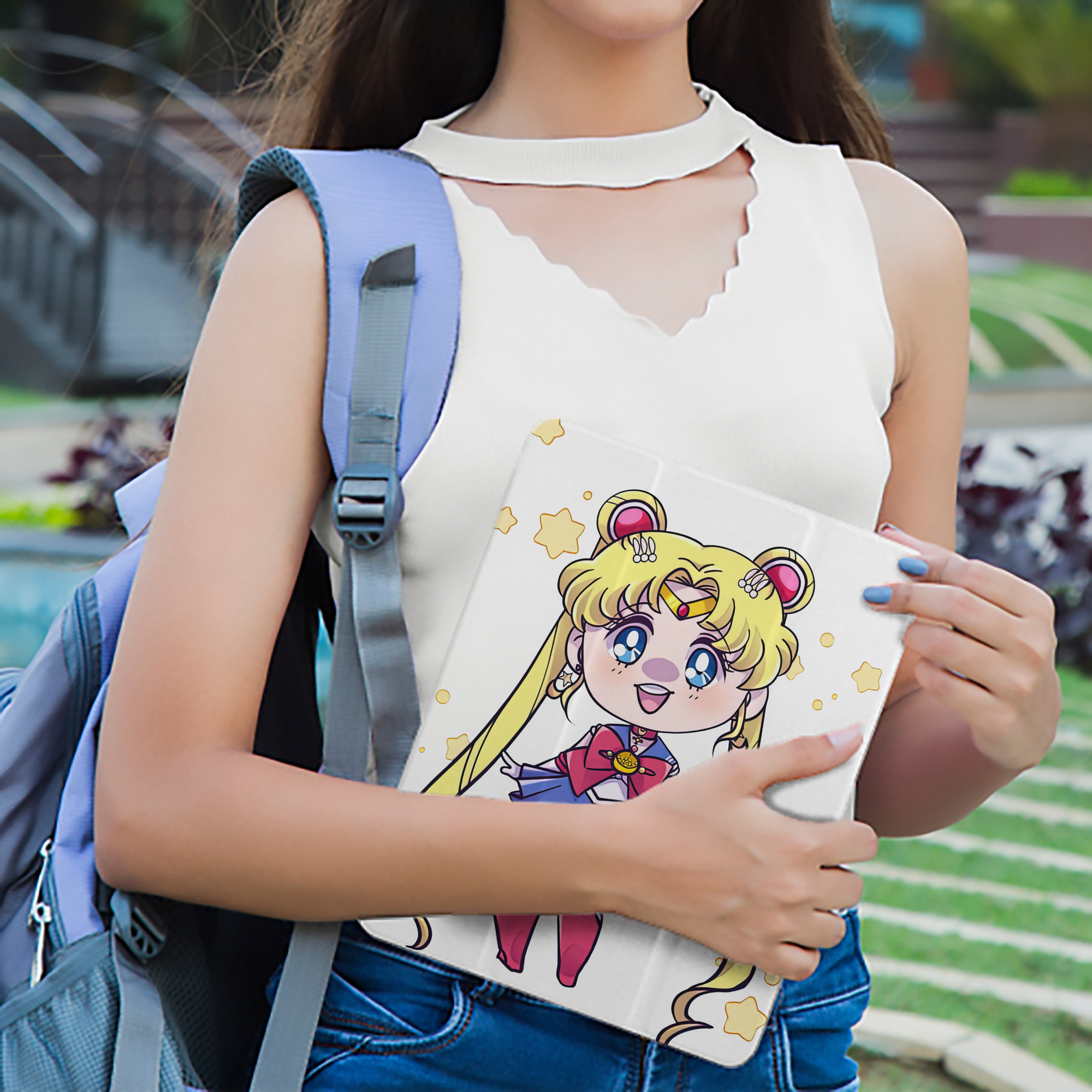 美少女戦士セーラームーン 月野 うさぎ つきの うさぎ Sailor Moon Tsukino Usagi IPad ケース ペン収納付き 三つ折りスタンド PUレザー×シリコン 対応機種9.5/10.5/10.9インチ