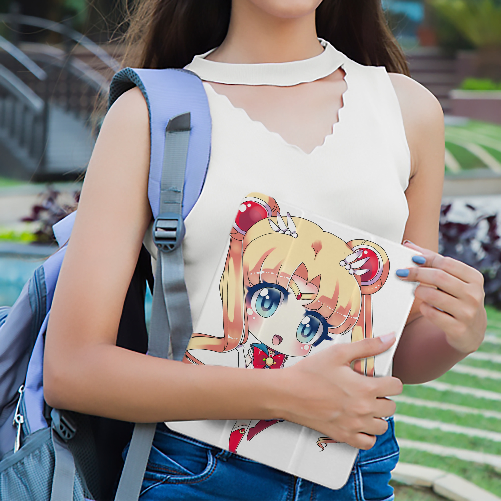 美少女戦士セーラームーン 月野 うさぎ つきの うさぎ Sailor Moon Tsukino Usagi IPad ケース ペン収納付き 三つ折りスタンド PUレザー×シリコン 対応機種9.5/10.5/10.9インチ