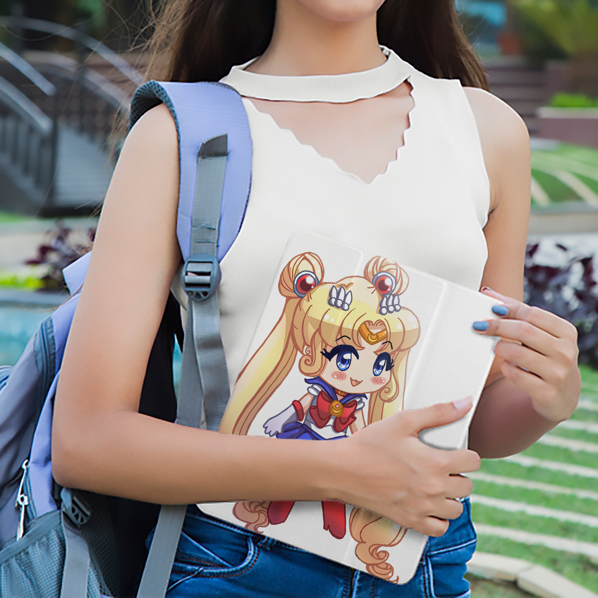 美少女戦士セーラームーン 月野 うさぎ つきの うさぎ Sailor Moon Tsukino Usagi IPad ケース ペン収納付き 三つ折りスタンド PUレザー×シリコン 対応機種9.5/10.5/10.9インチ