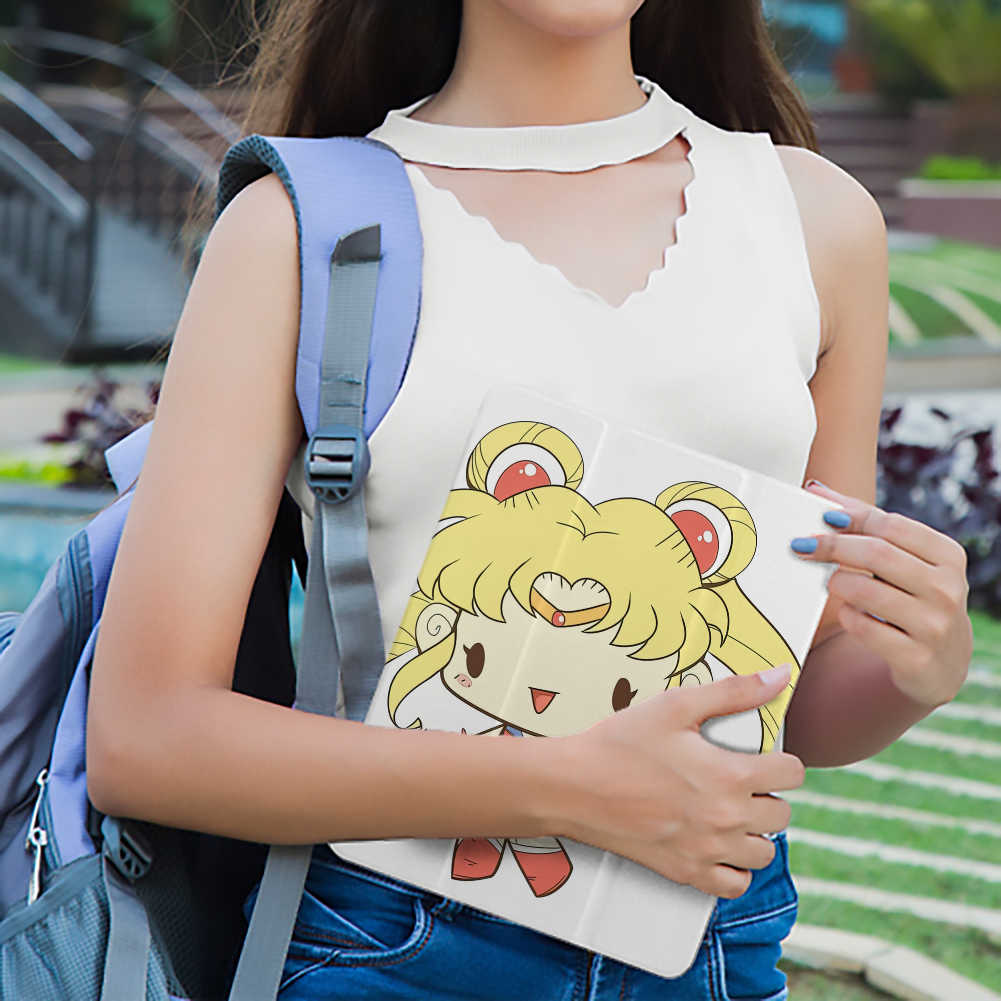 美少女戦士セーラームーン 月野 うさぎ つきの うさぎ Sailor Moon Tsukino Usagi IPad ケース ペン収納付き 三つ折りスタンド PUレザー×シリコン 対応機種9.5/10.5/10.9インチ