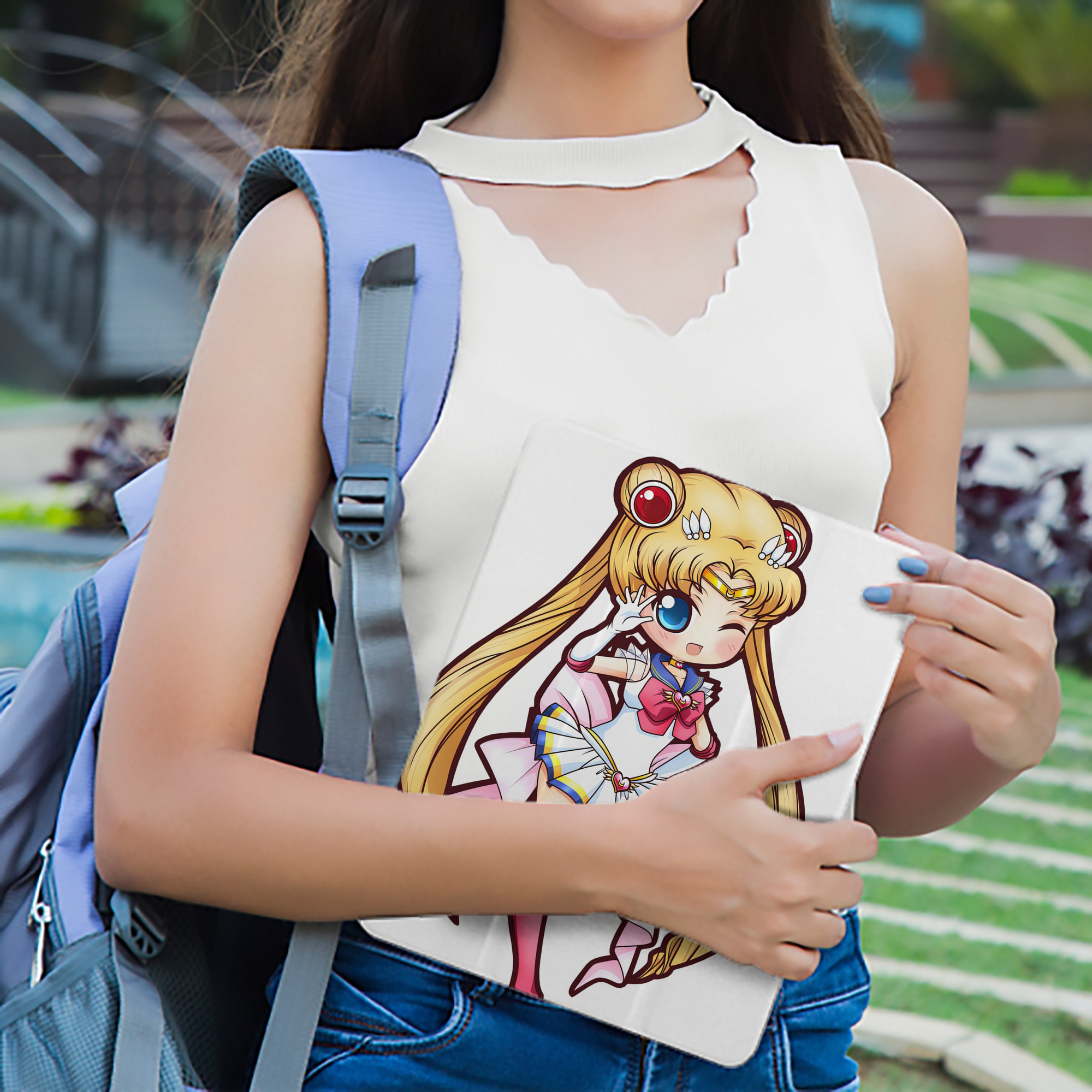 美少女戦士セーラームーン 月野 うさぎ つきの うさぎ Sailor Moon Tsukino Usagi IPad ケース ペン収納付き 三つ折りスタンド PUレザー×シリコン 対応機種9.5/10.5/10.9インチ