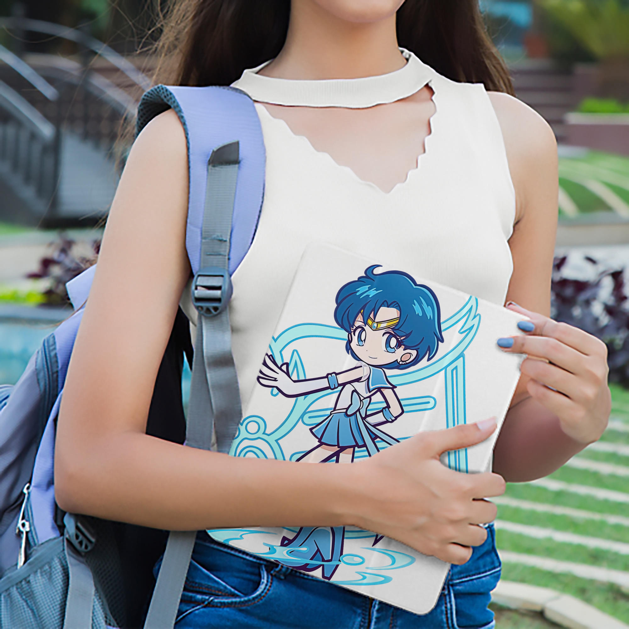 美少女戦士セーラームーン 水野 亜美 みずの あみ Sailor Moon Mizuno Ami IPad ケース ペン収納付き 三つ折りスタンド PUレザー×シリコン 対応機種9.5/10.5/10.9インチ