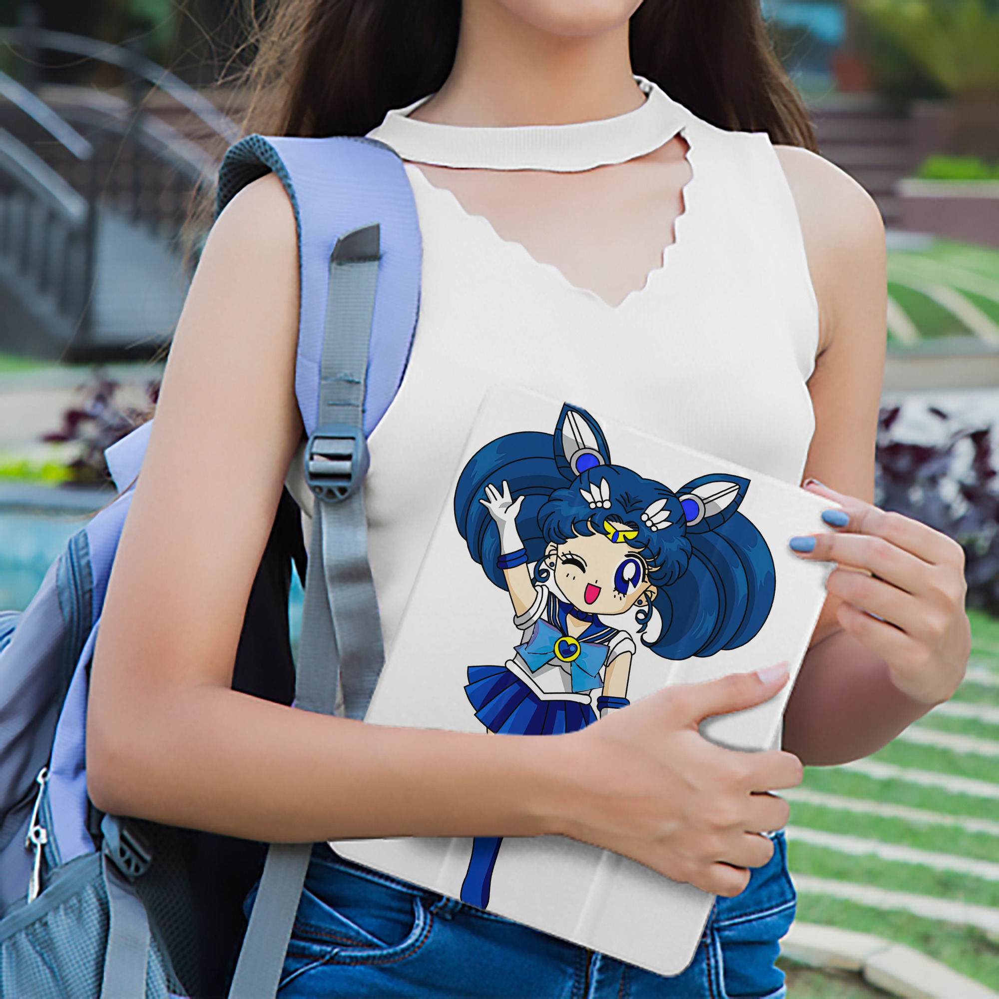 美少女戦士セーラームーン 水野 亜美 みずの あみ Sailor Moon Mizuno Ami IPad ケース ペン収納付き 三つ折りスタンド PUレザー×シリコン 対応機種9.5/10.5/10.9インチ