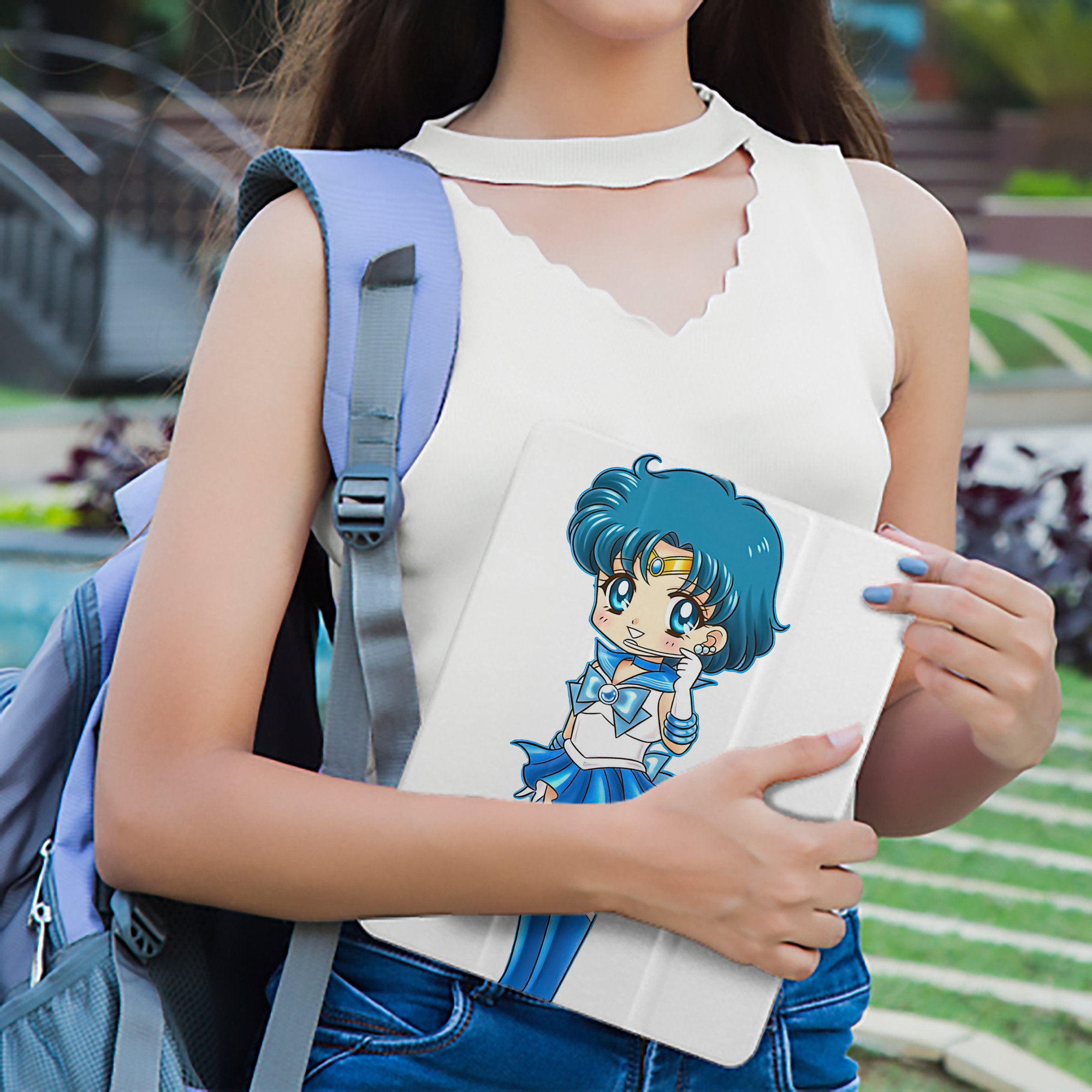 美少女戦士セーラームーン 水野 亜美 みずの あみ Sailor Moon Mizuno Ami IPad ケース ペン収納付き 三つ折りスタンド PUレザー×シリコン 対応機種9.5/10.5/10.9インチ