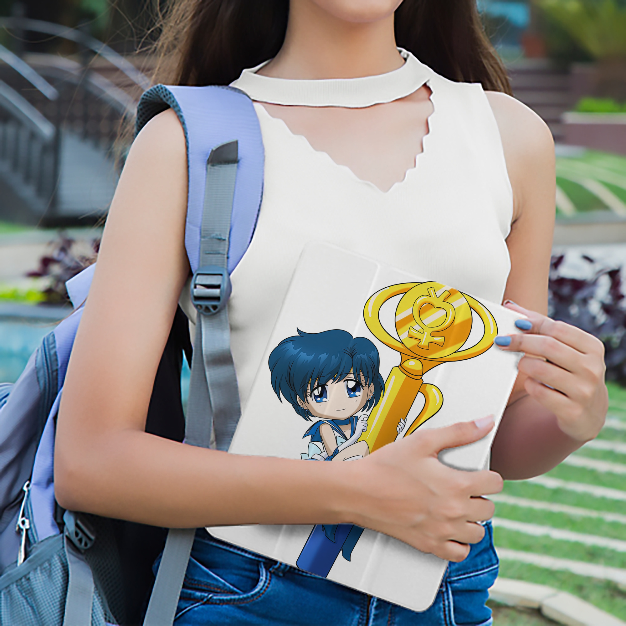 美少女戦士セーラームーン 水野 亜美 みずの あみ Sailor Moon Mizuno Ami IPad ケース ペン収納付き 三つ折りスタンド PUレザー×シリコン 対応機種9.5/10.5/10.9インチ