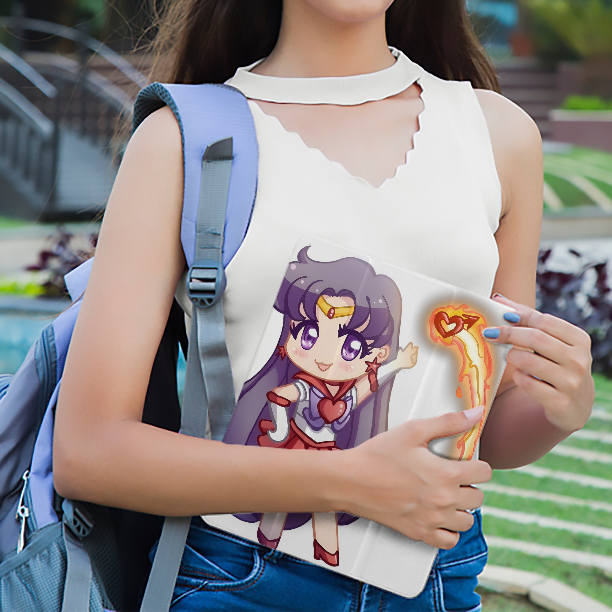 美少女戦士セーラームーン 火野レイ ひの レイ Sailor Moon Hino Rei （セーラーマーズ,Sailor Mars） IPad ケース ペン収納付き 三つ折りスタンド PUレザー×シリコン 対応機種9.5/10.5/10.9インチ