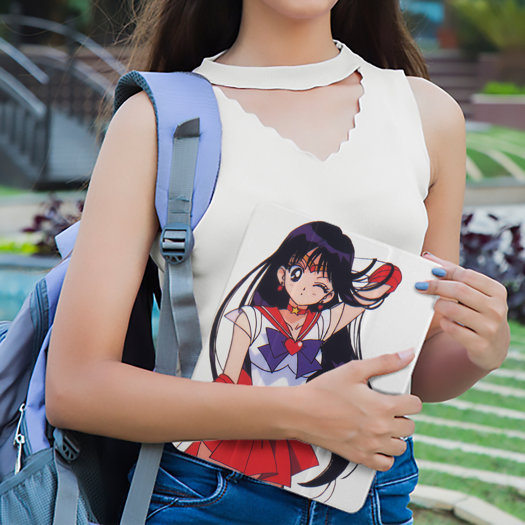 美少女戦士セーラームーン 火野レイ ひの レイ Sailor Moon Hino Rei （セーラーマーズ,Sailor Mars） IPad ケース ペン収納付き 三つ折りスタンド PUレザー×シリコン 対応機種9.5/10.5/10.9インチ
