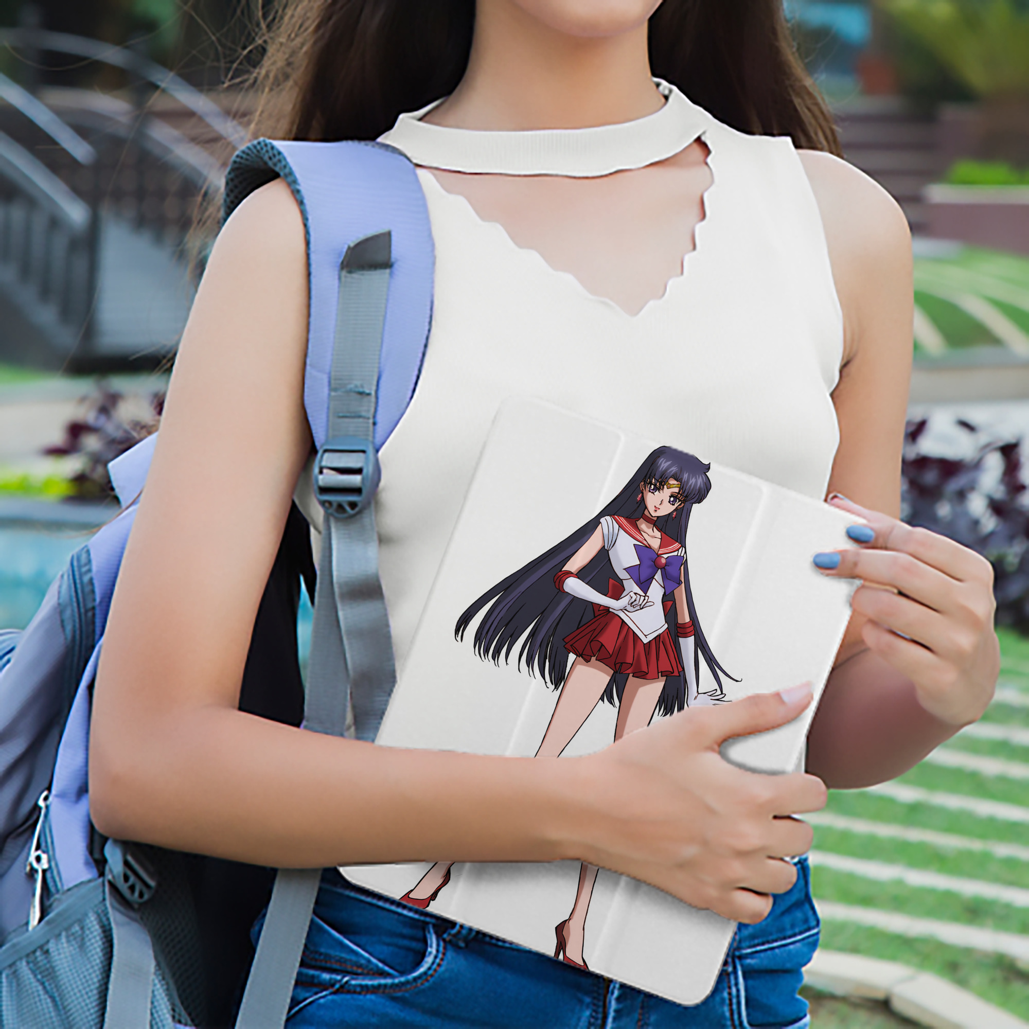 美少女戦士セーラームーン 火野レイ ひの レイ Sailor Moon Hino Rei （セーラーマーズ,Sailor Mars） IPad ケース ペン収納付き 三つ折りスタンド PUレザー×シリコン 対応機種9.5/10.5/10.9インチ