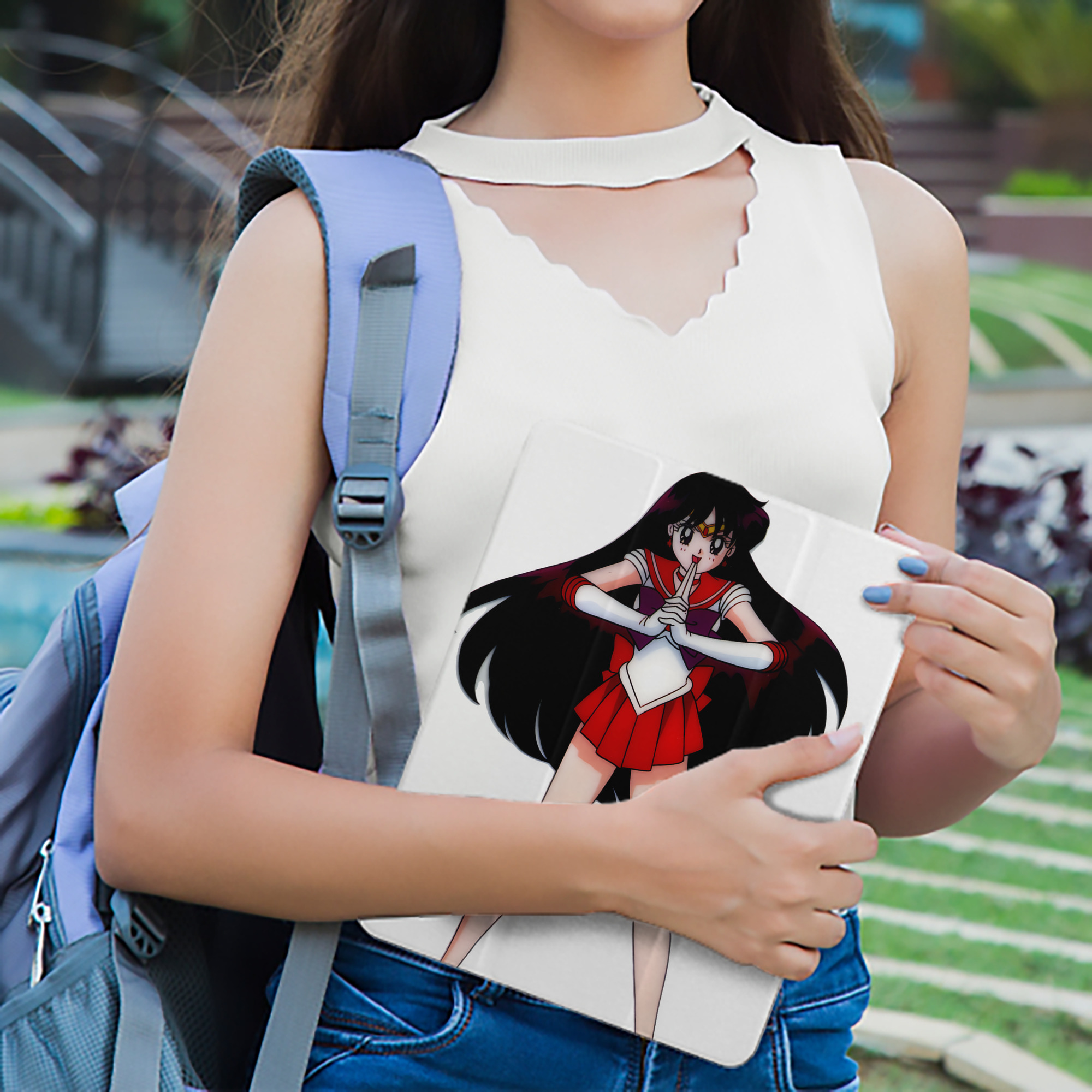 美少女戦士セーラームーン 火野レイ ひの レイ Sailor Moon Hino Rei （セーラーマーズ,Sailor Mars） IPad ケース ペン収納付き 三つ折りスタンド PUレザー×シリコン 対応機種9.5/10.5/10.9インチ