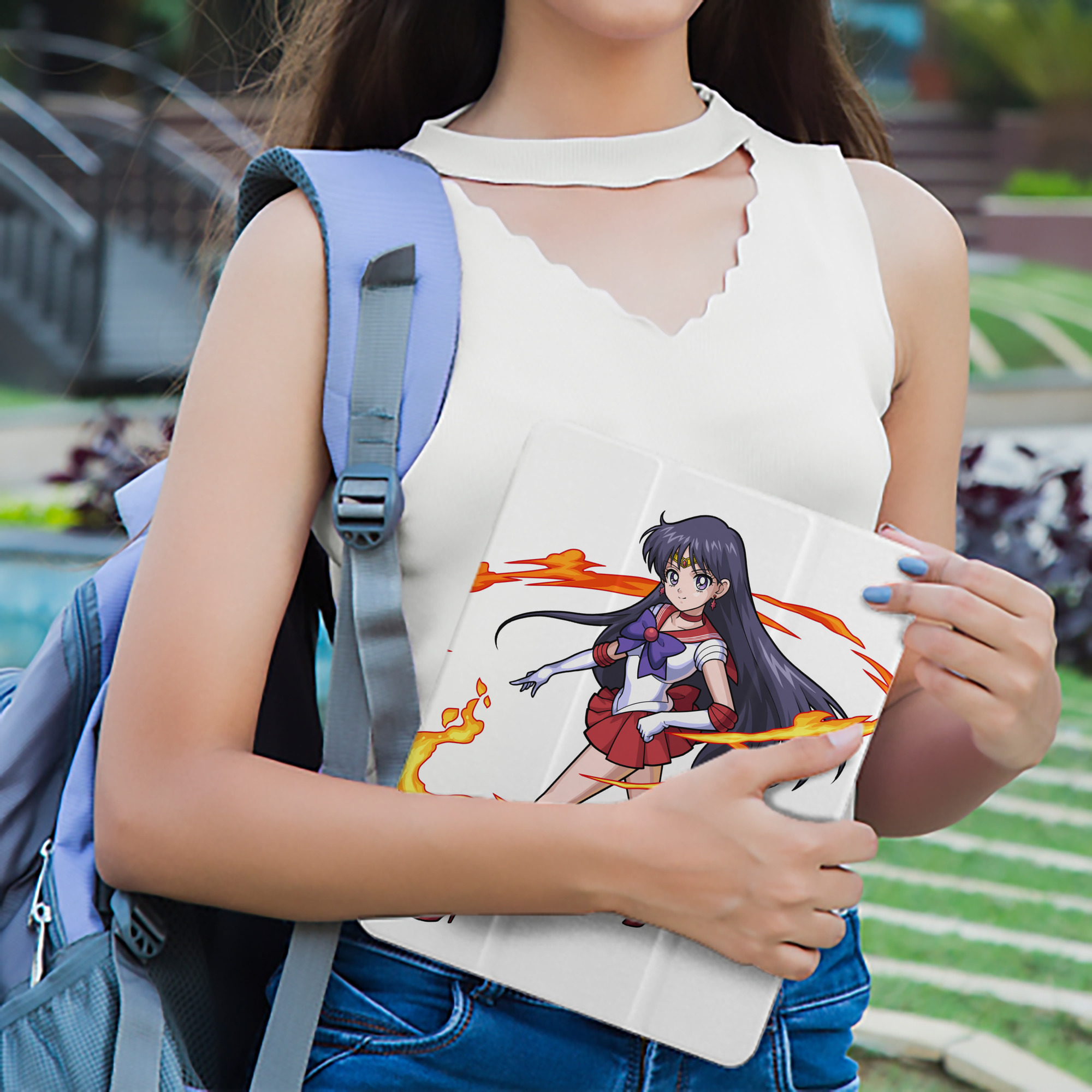 美少女戦士セーラームーン 火野レイ ひの レイ Sailor Moon Hino Rei （セーラーマーズ,Sailor Mars） IPad ケース ペン収納付き 三つ折りスタンド PUレザー×シリコン 対応機種9.5/10.5/10.9インチ
