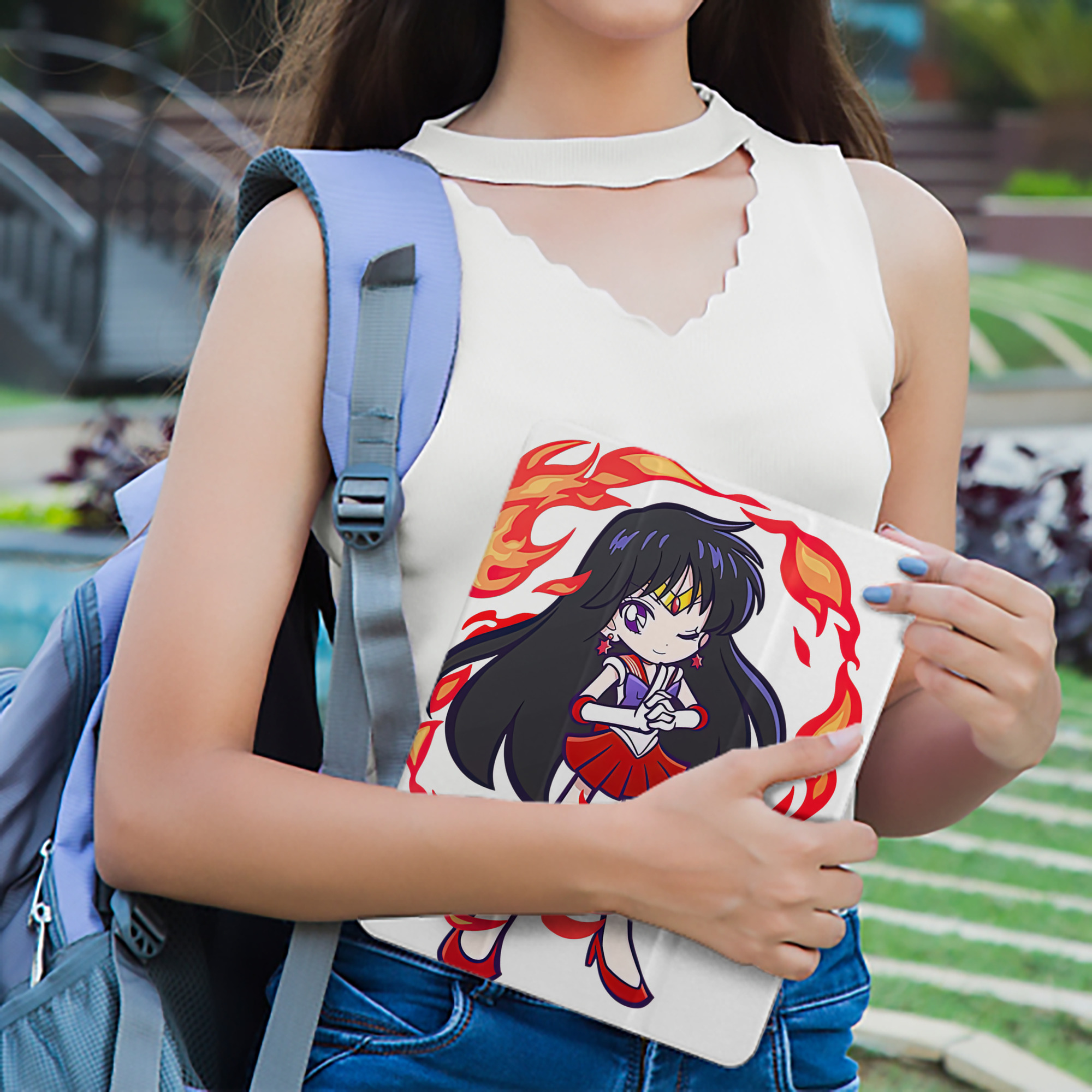 美少女戦士セーラームーン 火野レイ ひの レイ Sailor Moon Hino Rei （セーラーマーズ,Sailor Mars） IPad ケース ペン収納付き 三つ折りスタンド PUレザー×シリコン 対応機種9.5/10.5/10.9インチ