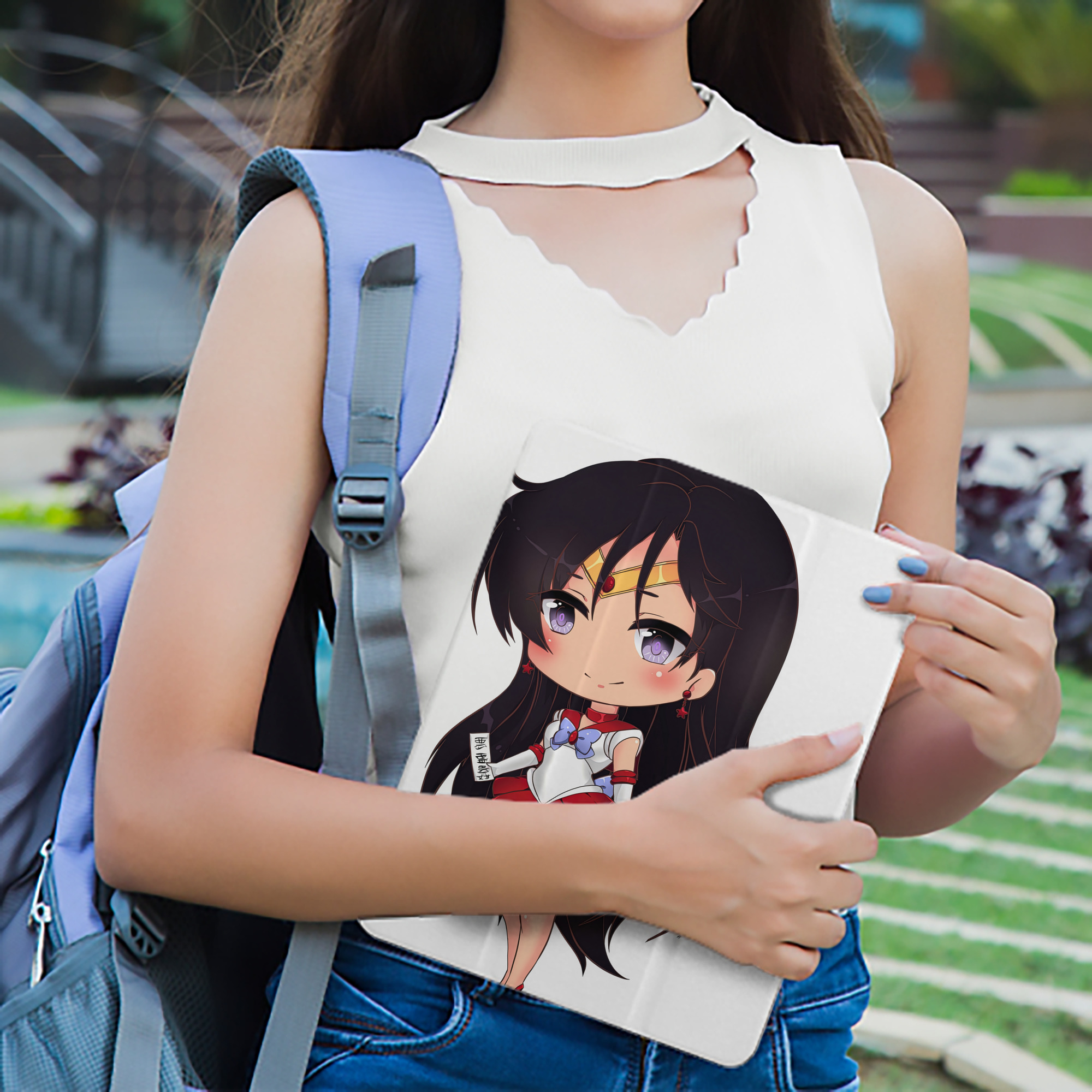 美少女戦士セーラームーン 火野レイ ひの レイ Sailor Moon Hino Rei （セーラーマーズ,Sailor Mars） IPad ケース ペン収納付き 三つ折りスタンド PUレザー×シリコン 対応機種9.5/10.5/10.9インチ
