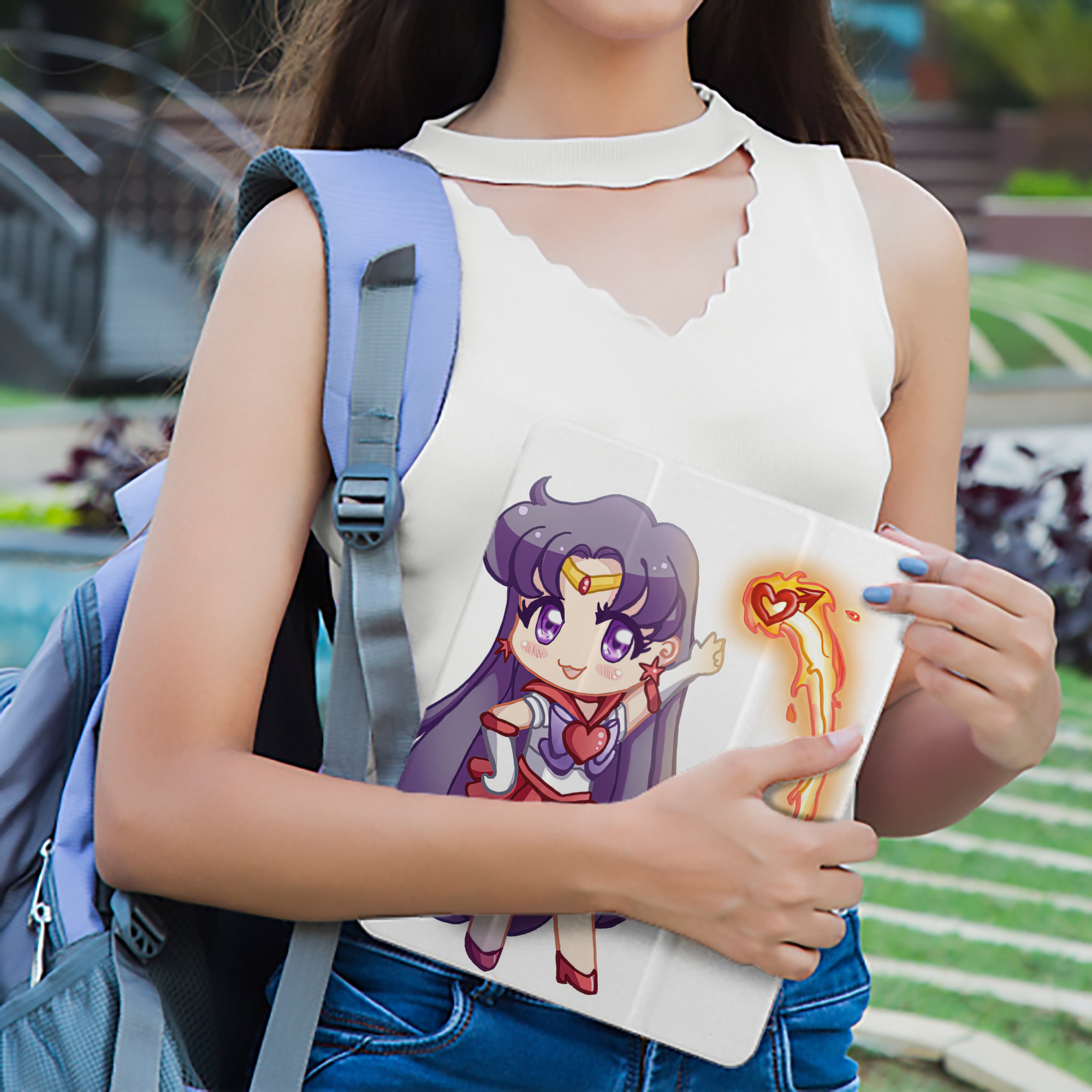 美少女戦士セーラームーン 火野レイ ひの レイ Sailor Moon Hino Rei （セーラーマーズ,Sailor Mars） IPad ケース ペン収納付き 三つ折りスタンド PUレザー×シリコン 対応機種9.5/10.5/10.9インチ