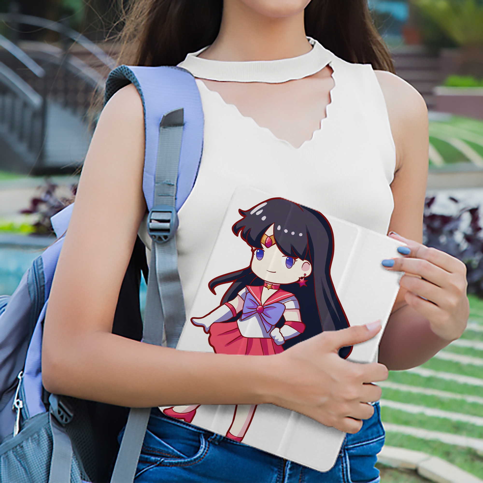 美少女戦士セーラームーン 火野レイ ひの レイ Sailor Moon Hino Rei （セーラーマーズ,Sailor Mars） IPad ケース ペン収納付き 三つ折りスタンド PUレザー×シリコン 対応機種9.5/10.5/10.9インチ