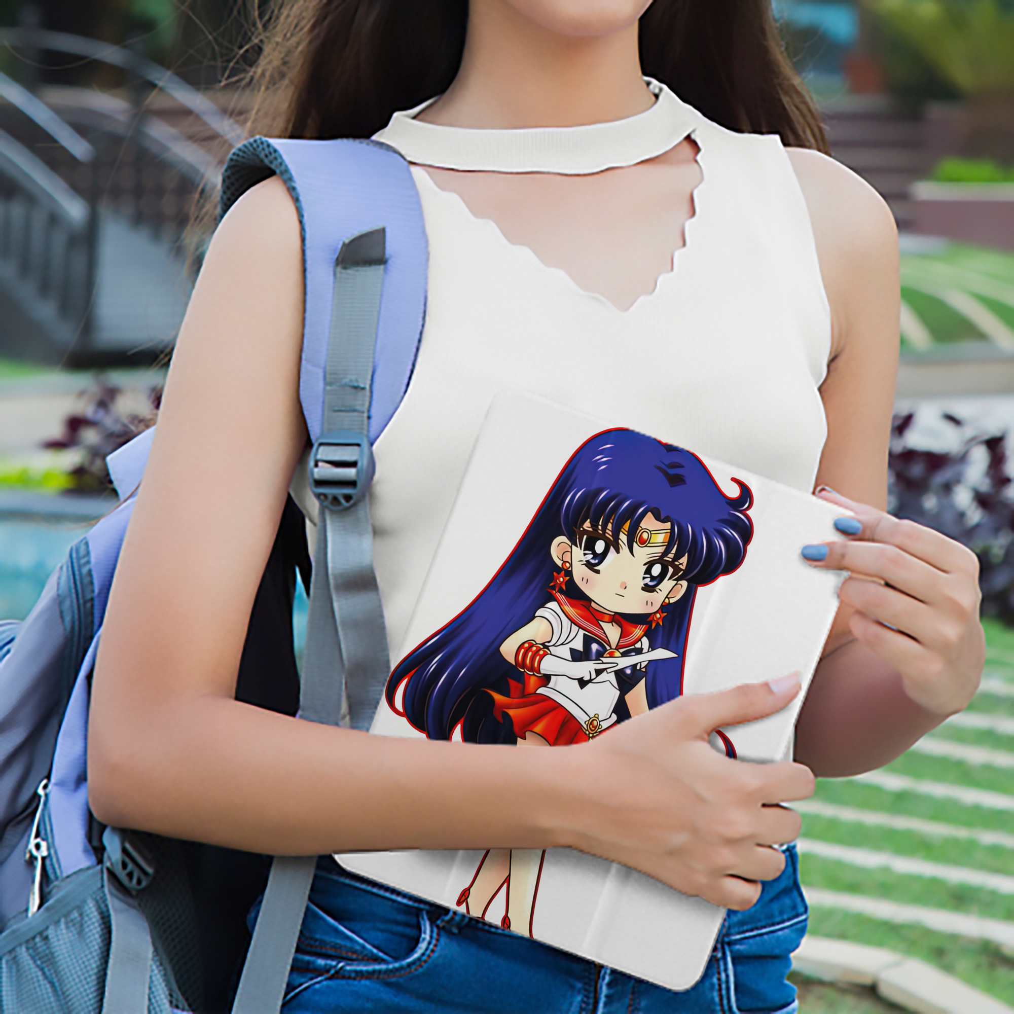 美少女戦士セーラームーン 火野レイ ひの レイ Sailor Moon Hino Rei （セーラーマーズ,Sailor Mars） IPad ケース ペン収納付き 三つ折りスタンド PUレザー×シリコン 対応機種9.5/10.5/10.9インチ